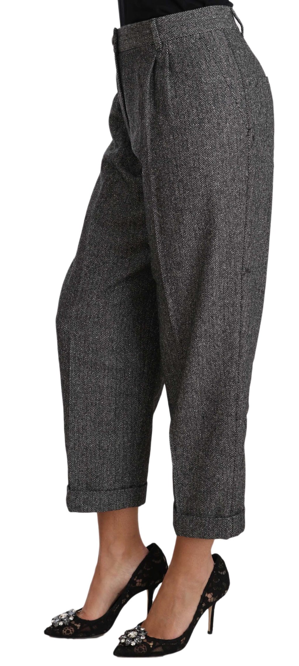 Dolce & Gabbana Graue Plissee-Hose aus Wolle