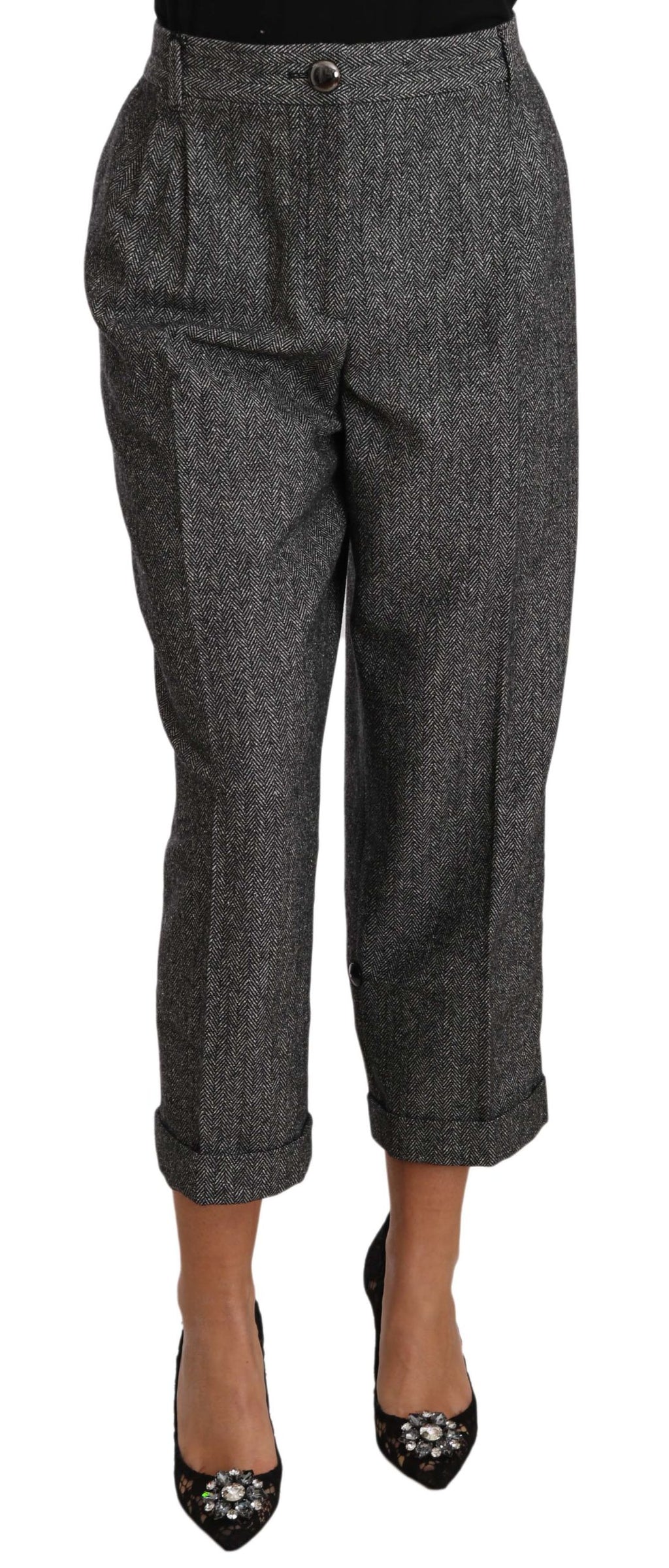 Dolce & Gabbana Graue Plissee-Hose aus Wolle