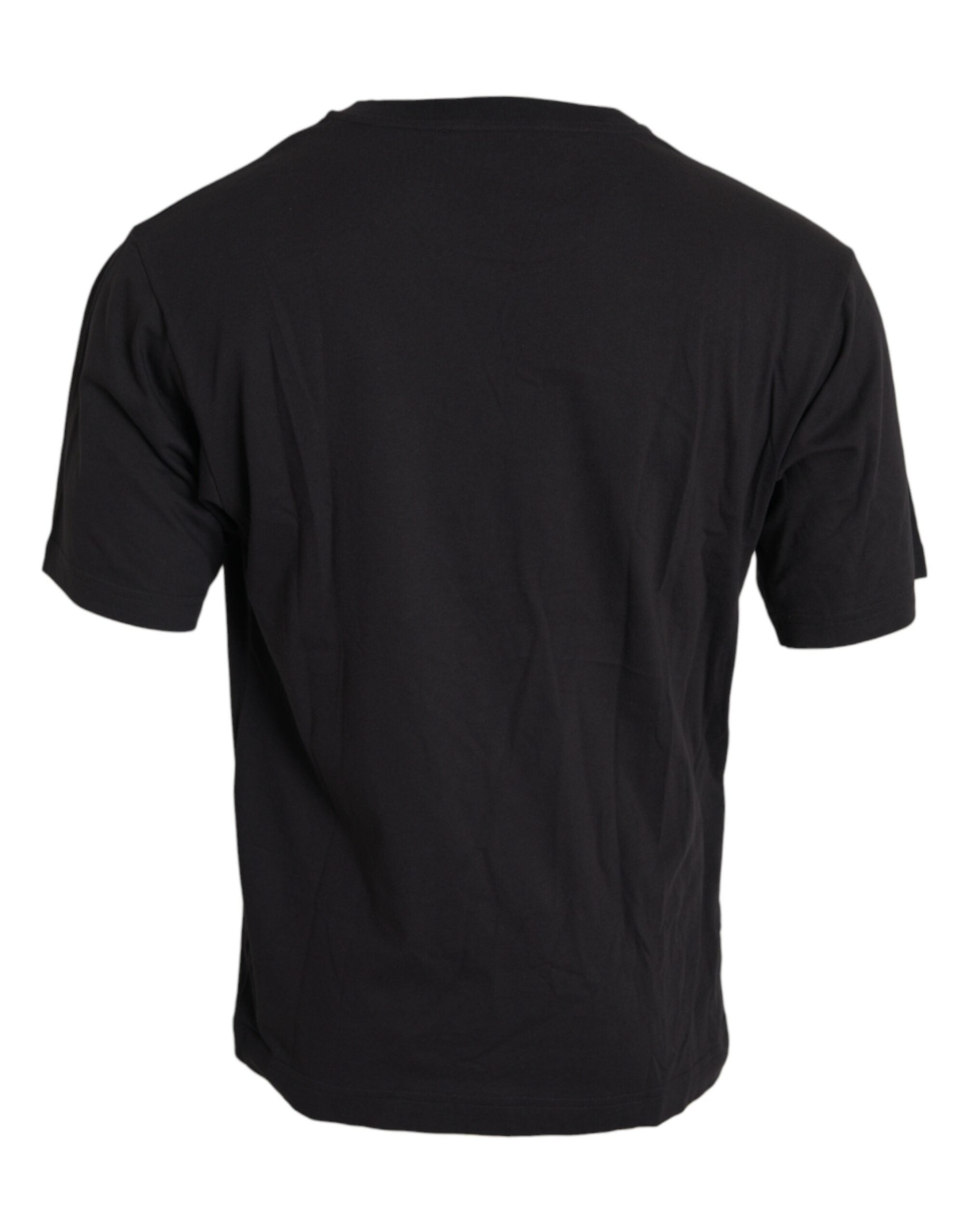 Dolce & Gabbana Schwarzes T-Shirt mit bedruckter Tasche aus Baumwolle mit Rundhalsausschnitt