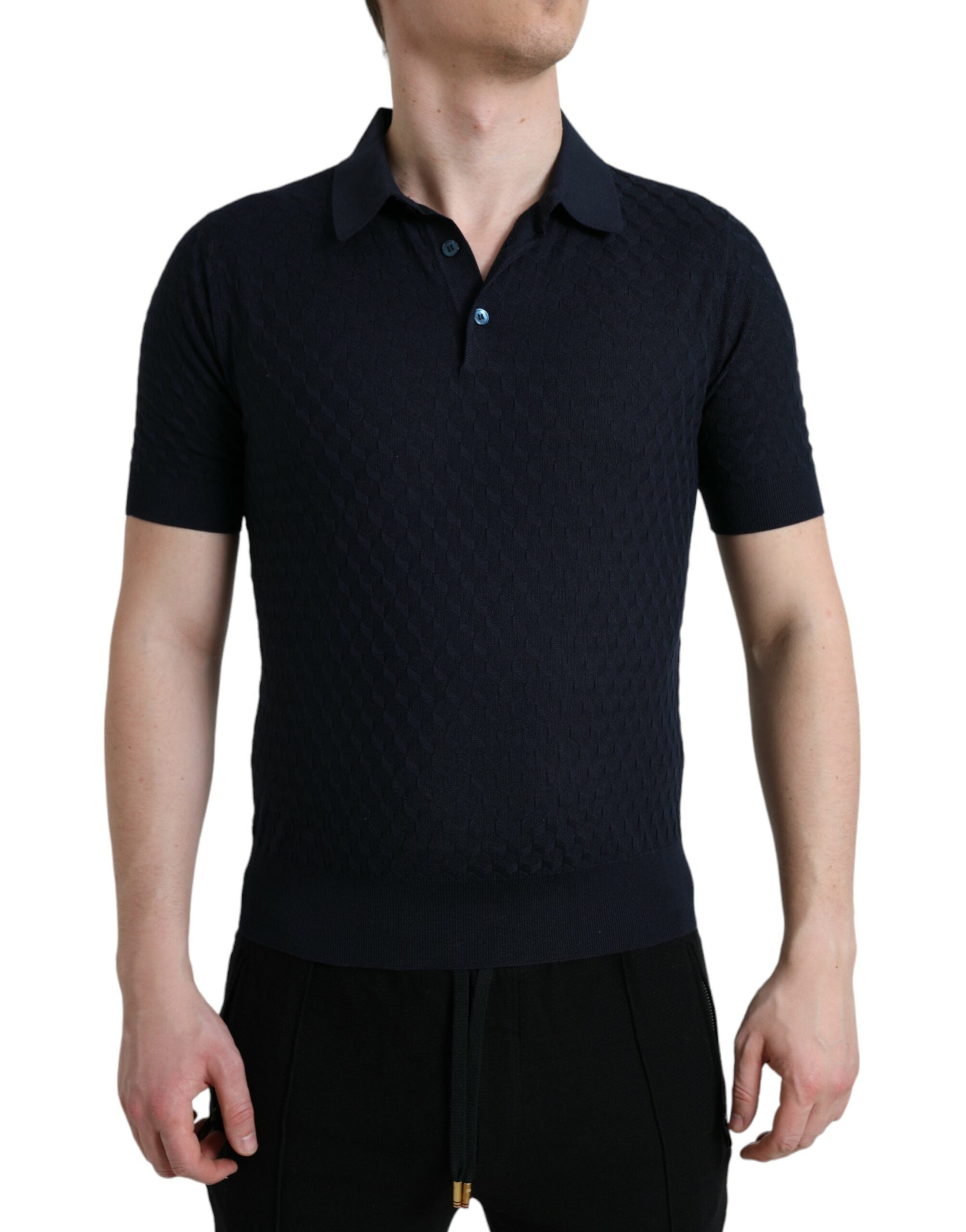 Dolce & Gabbana Dark Blue Collared Short-Sleeved Polo Shirt