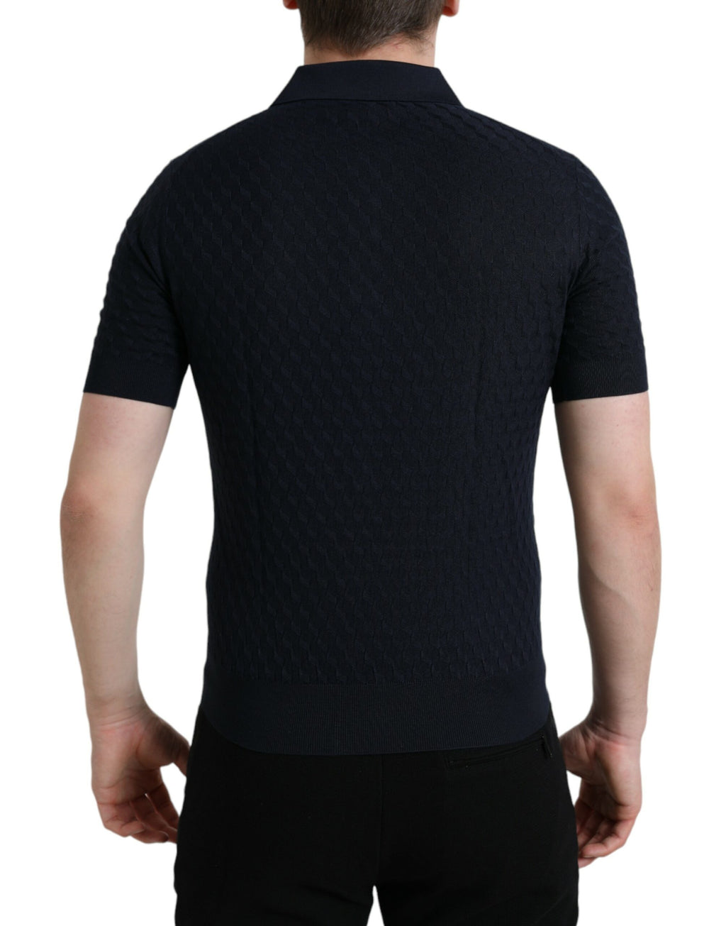 Dolce & Gabbana Dark Blue Collared Short-Sleeved Polo Shirt