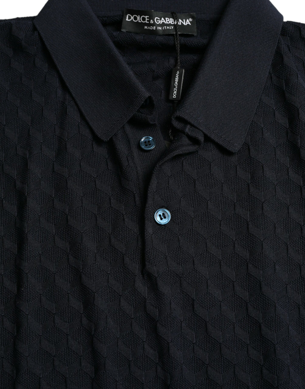 Dolce & Gabbana Dark Blue Collared Short-Sleeved Polo Shirt