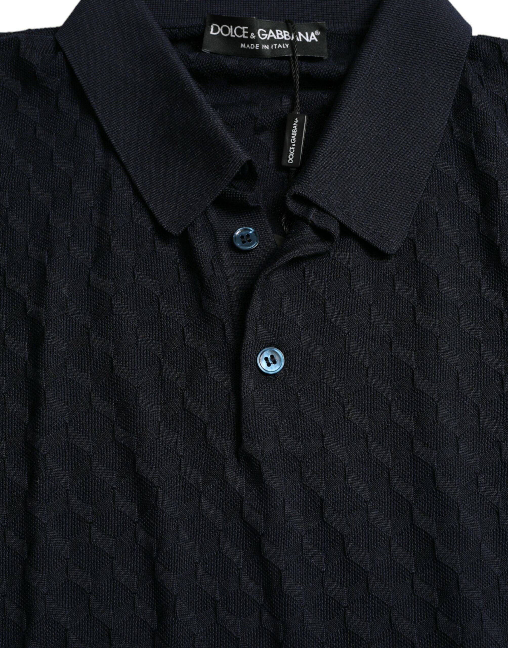Dolce & Gabbana Dark Blue Collared Short-Sleeved Polo Shirt