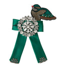 Dolce & Gabbana Green Satin Bird Crystal Women's Hair Clip
