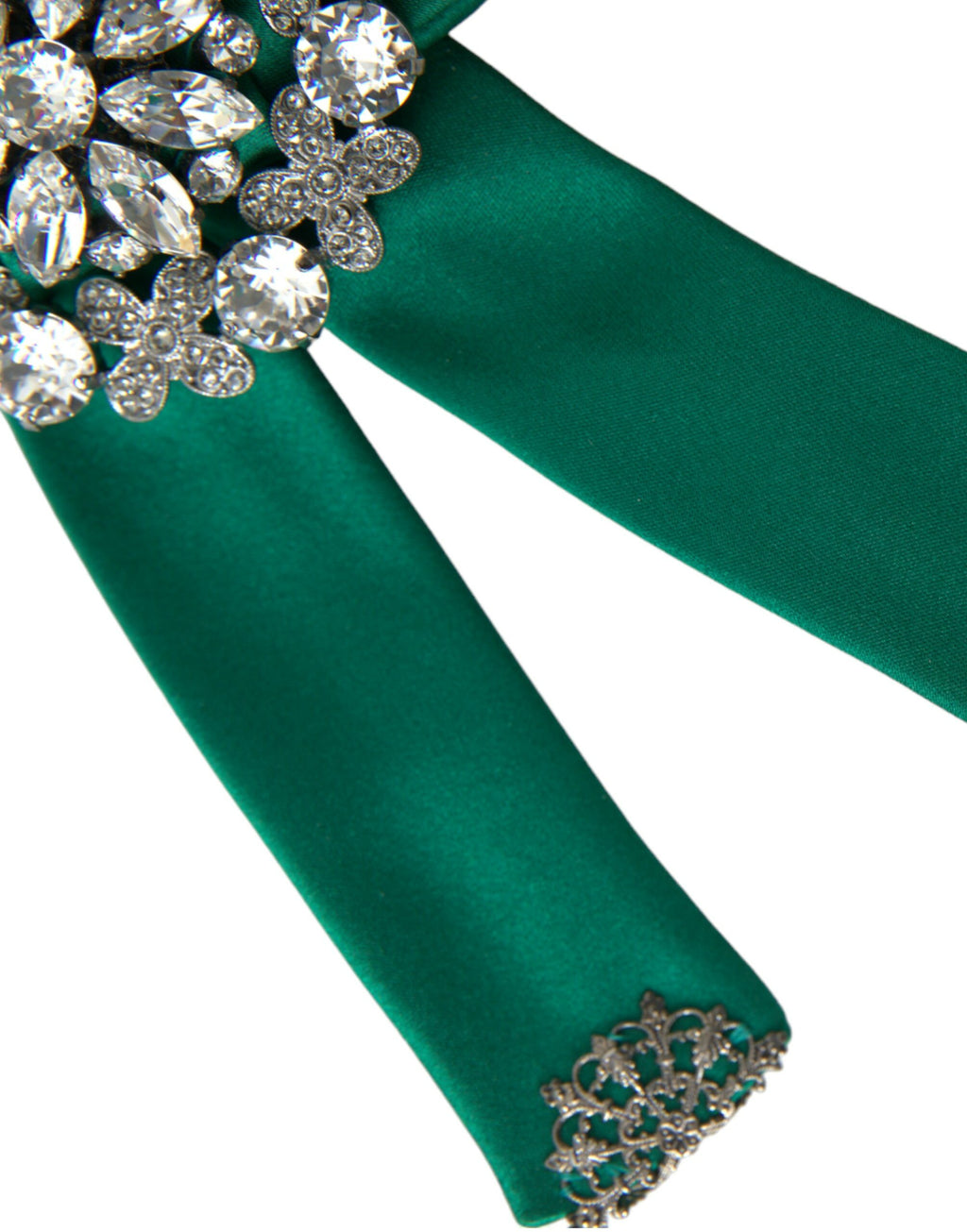 Dolce & Gabbana Green Satin Bird Crystal Women's Hair Clip