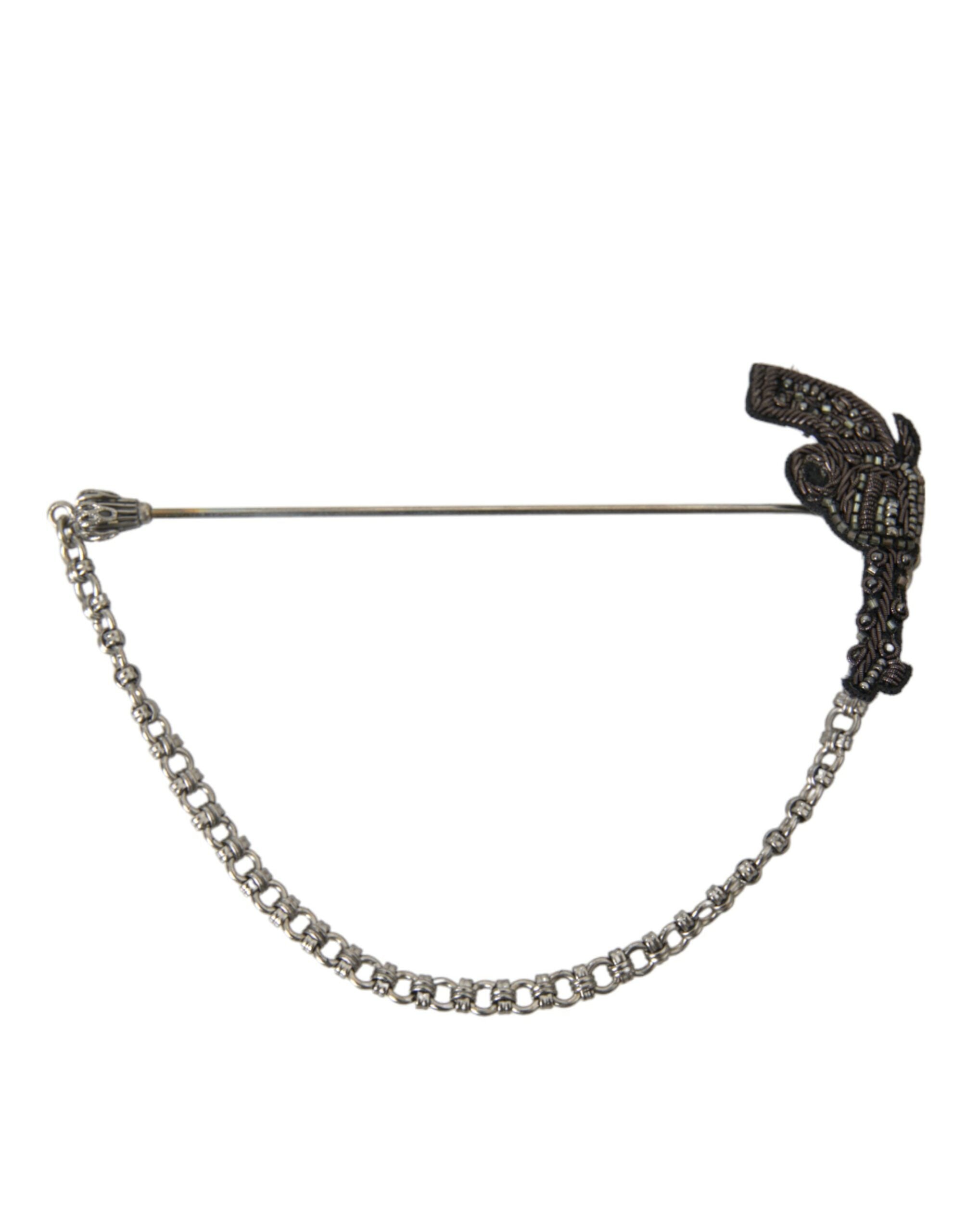 Dolce & Gabbana Brass Copper Silk Revolver Pistol Men's Brooch Pin