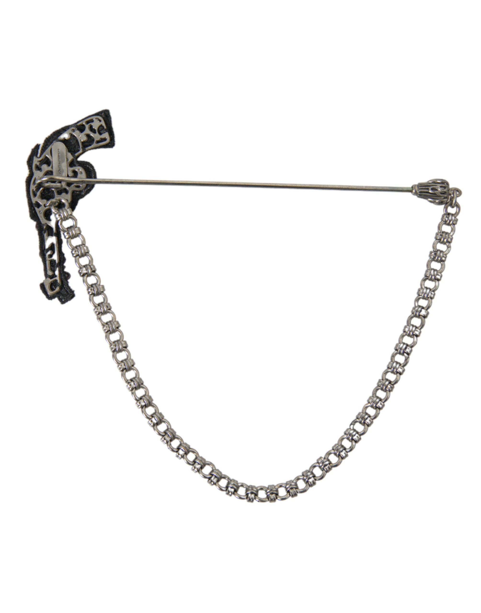 Dolce & Gabbana Brass Copper Silk Revolver Pistol Men's Brooch Pin