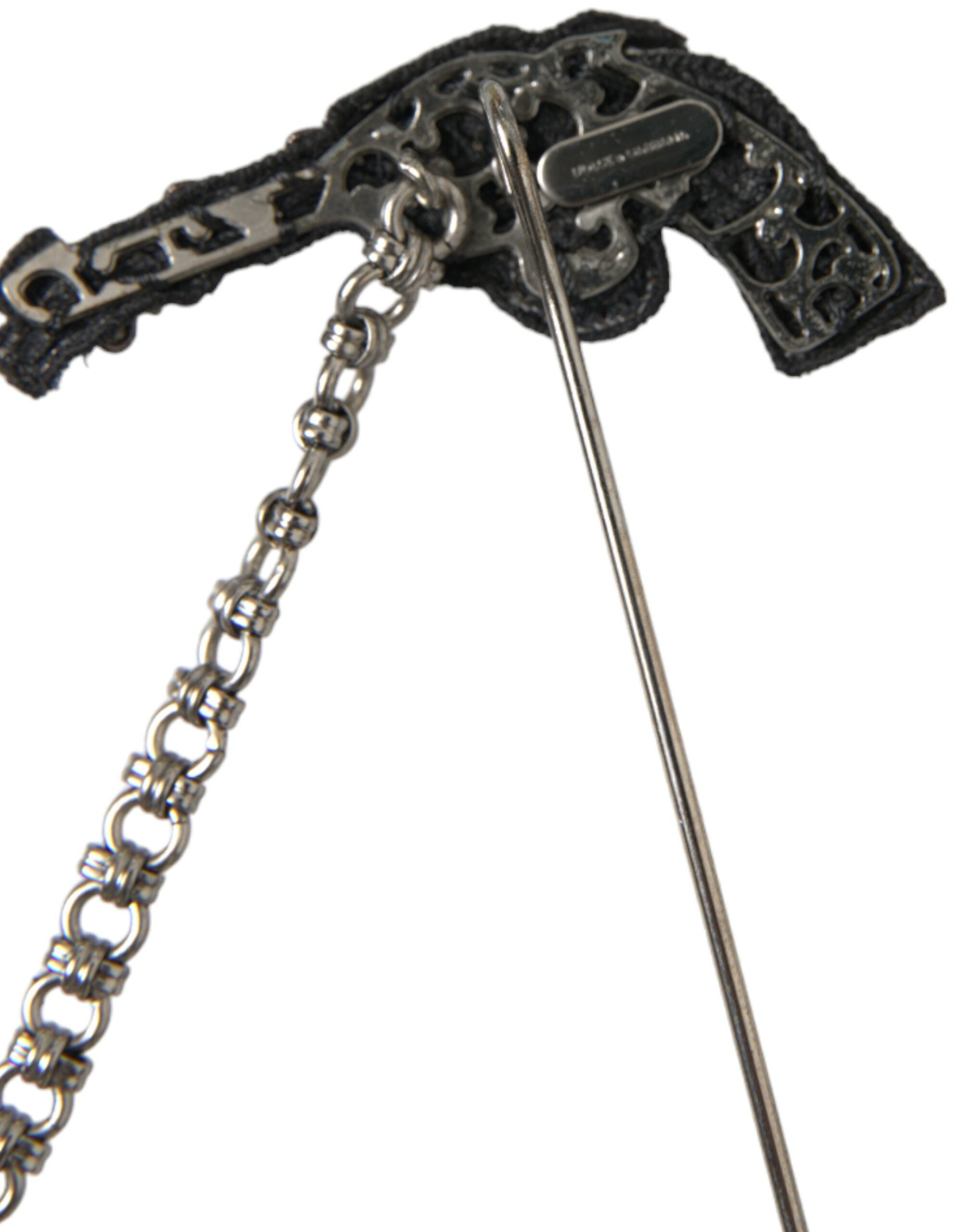 Dolce & Gabbana Brass Copper Silk Revolver Pistol Men's Brooch Pin