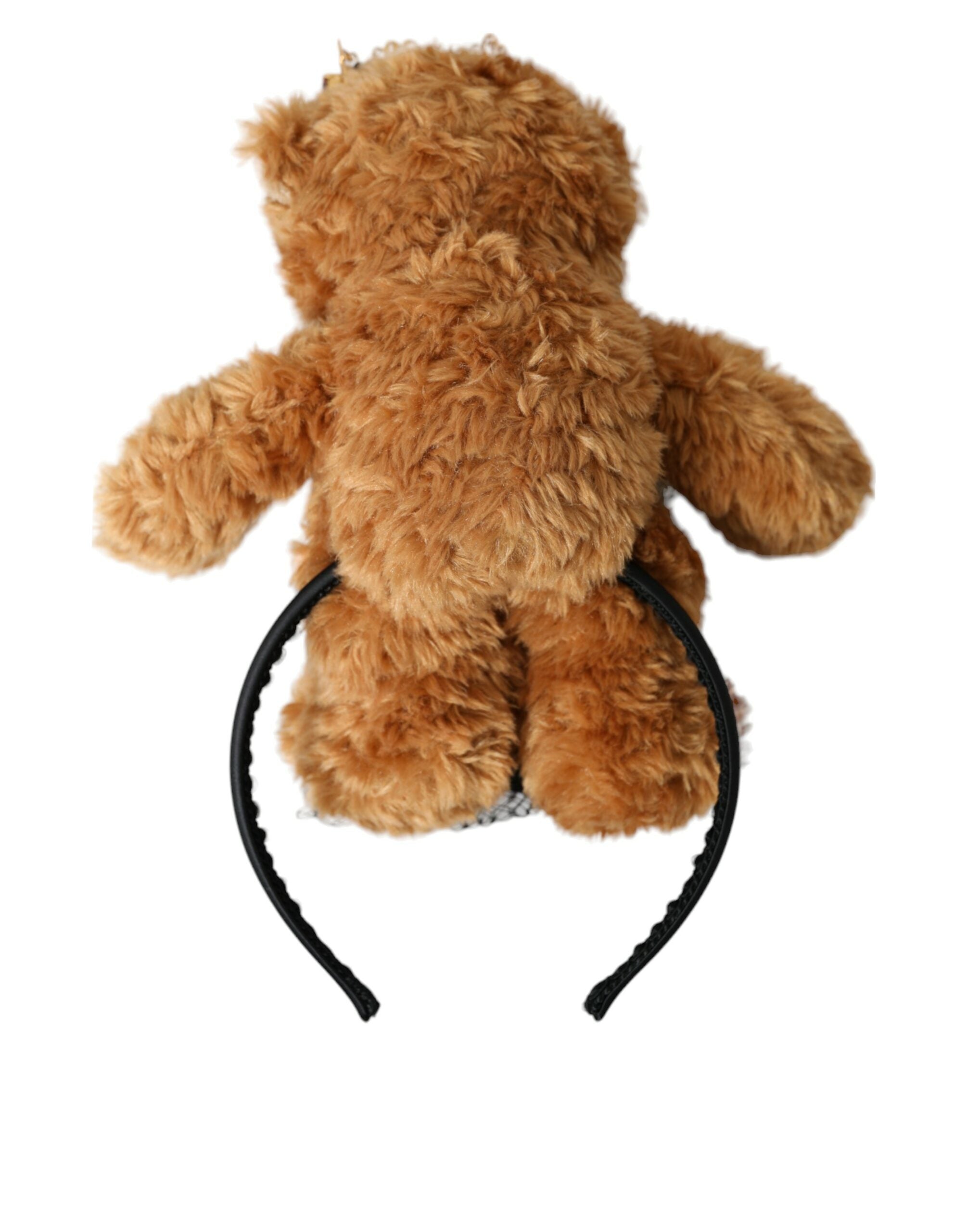 Dolce & Gabbana Brown Teddy Bear Gold Crystal Crown Headband Tiara