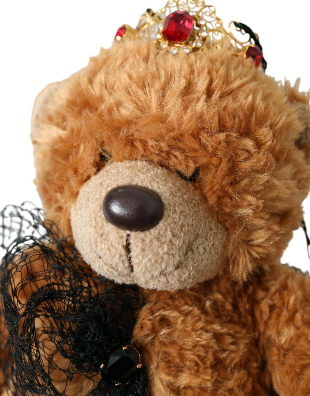 Dolce & Gabbana Brown Teddy Bear Gold Crystal Crown Headband Tiara