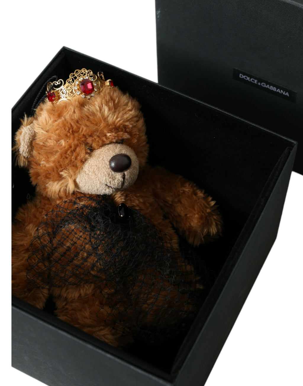 Dolce & Gabbana Brown Teddy Bear Gold Crystal Crown Headband Tiara