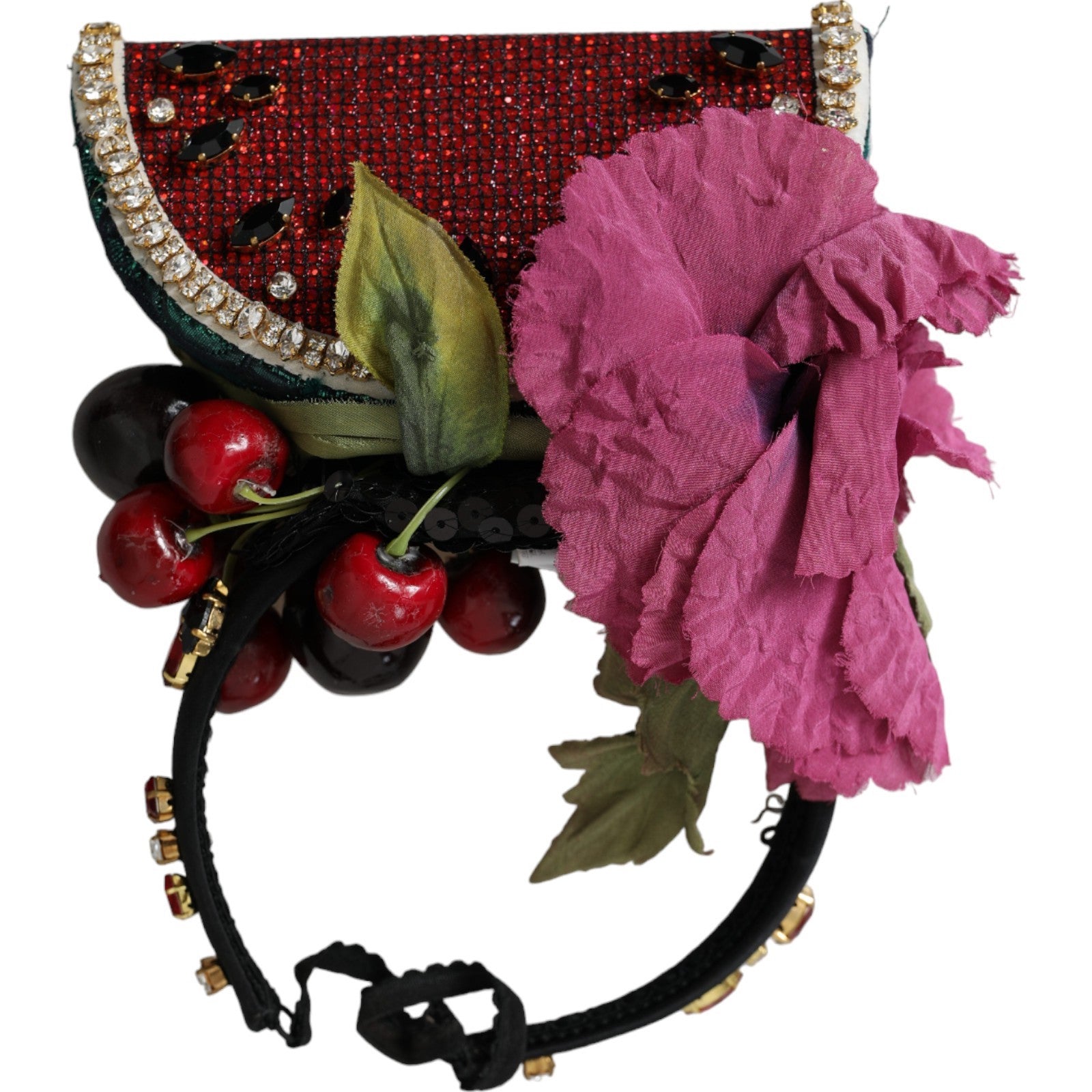 Dolce & Gabbana Red Watermelon Cherry Crystal Headband Statement Tiara
