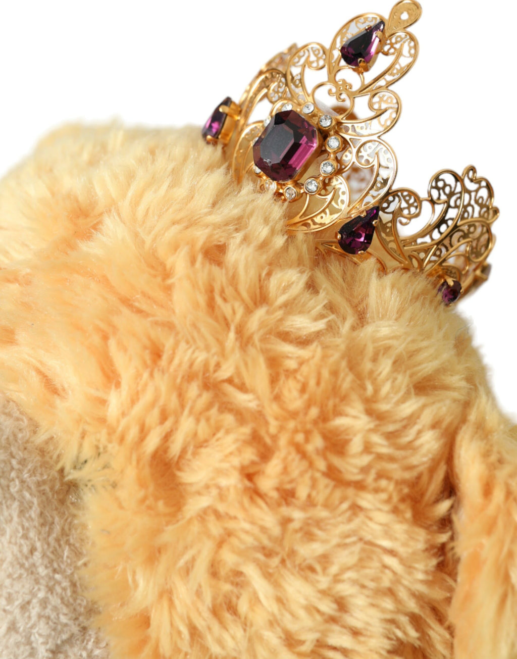 Dolce & Gabbana Brown Teddy Bear Gold Crystal Crown Headband Tiara