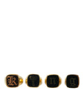 Dolce & Gabbana Gold Brass KING Enamel Set of 4 Rings