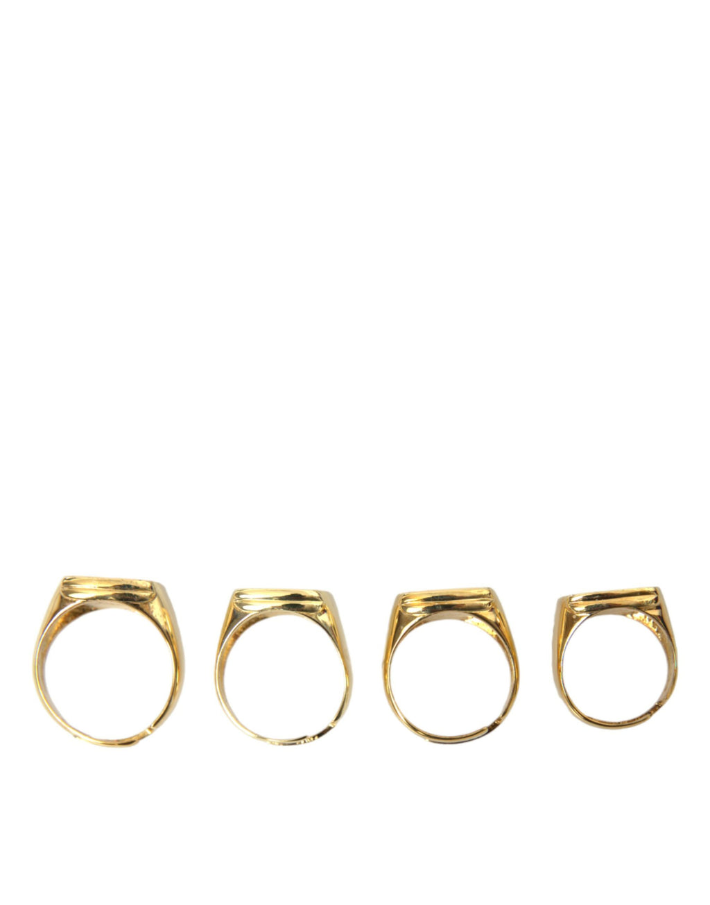 Dolce & Gabbana Gold Brass KING Enamel Set of 4 Rings
