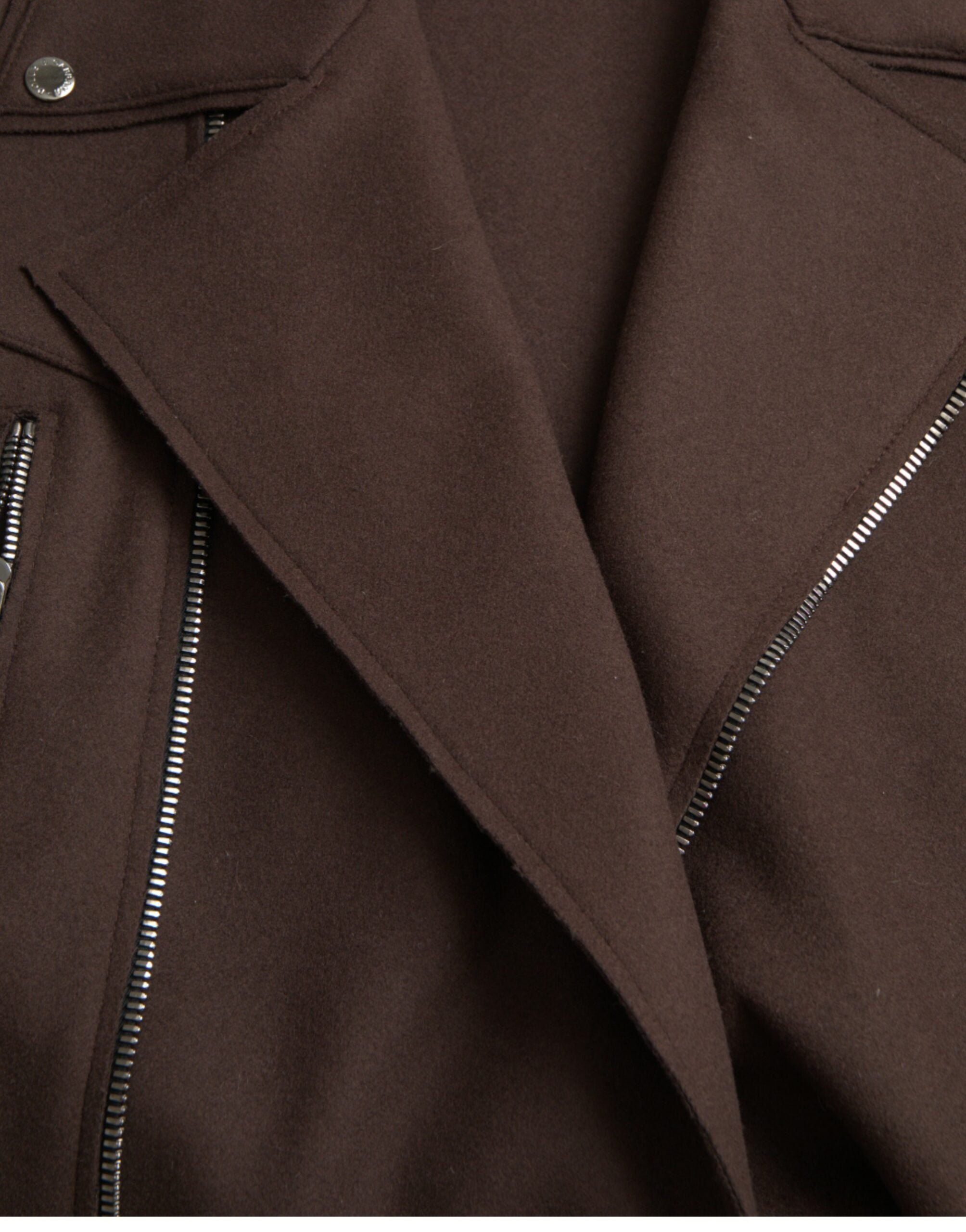 Dolce & Gabbana Brauner Mantel Kurze Biker-Wolljacke