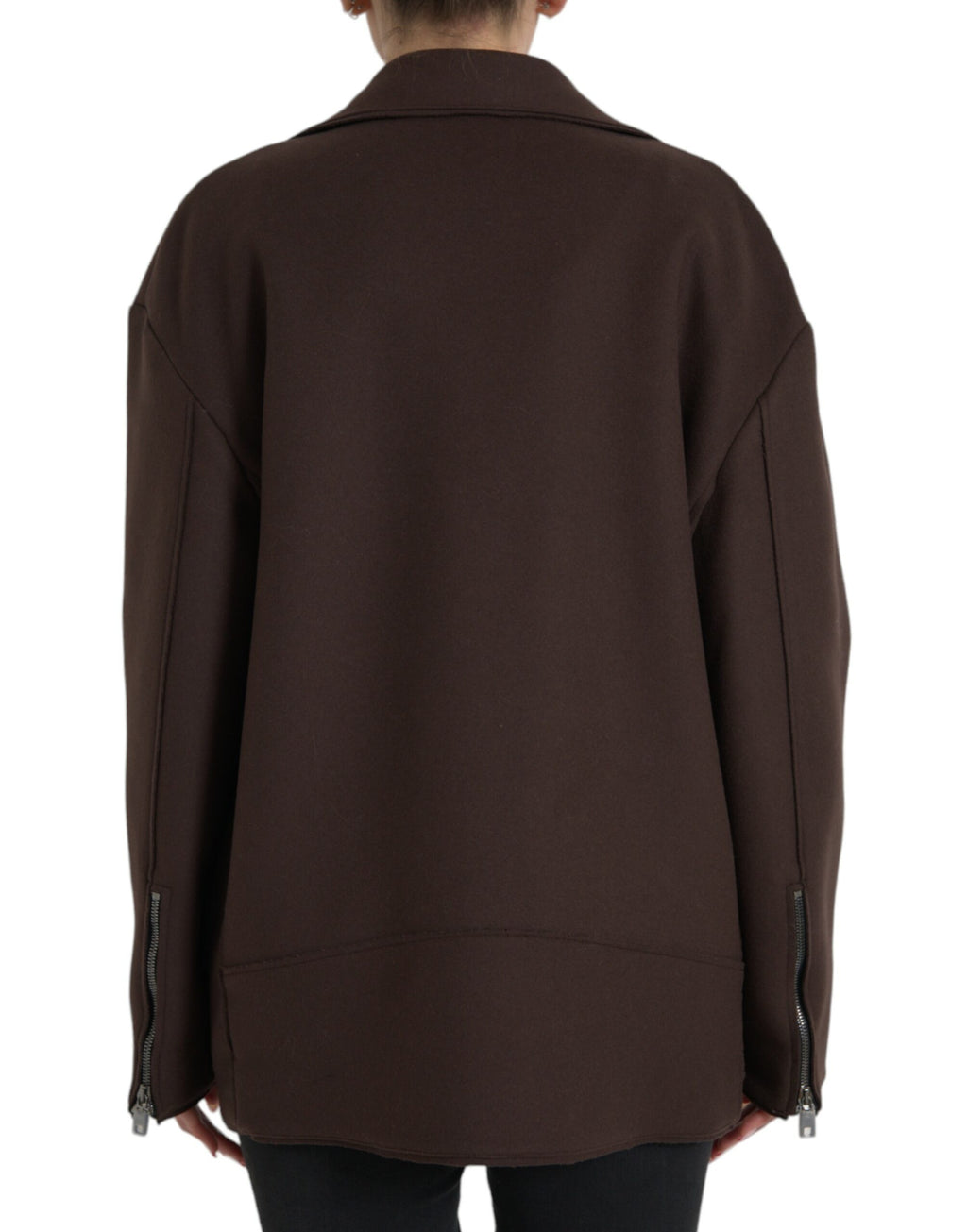 Dolce & Gabbana Brauner Mantel Kurze Biker-Wolljacke