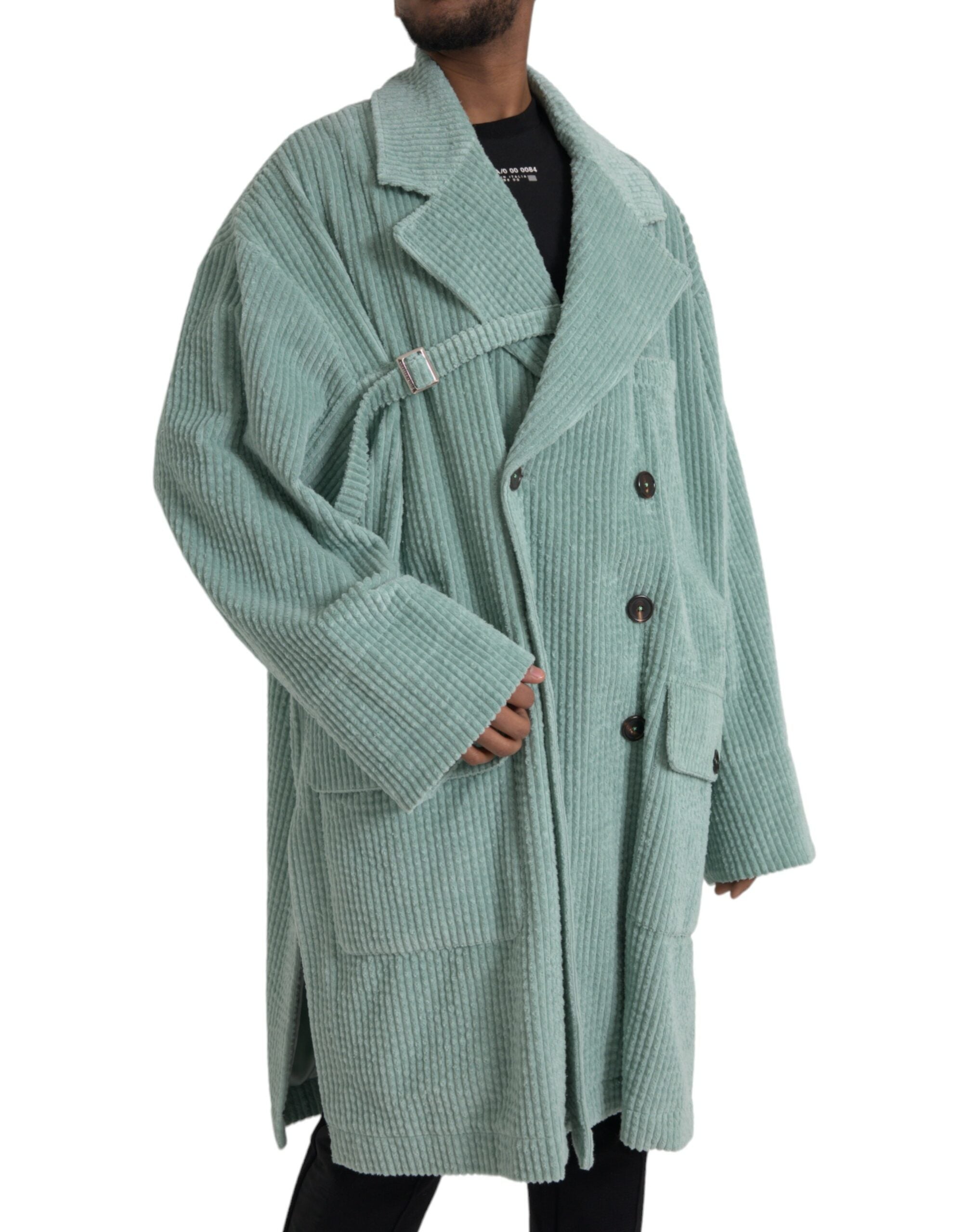 Dolce & Gabbana Blue double-breasted cotton corduroy jacket
