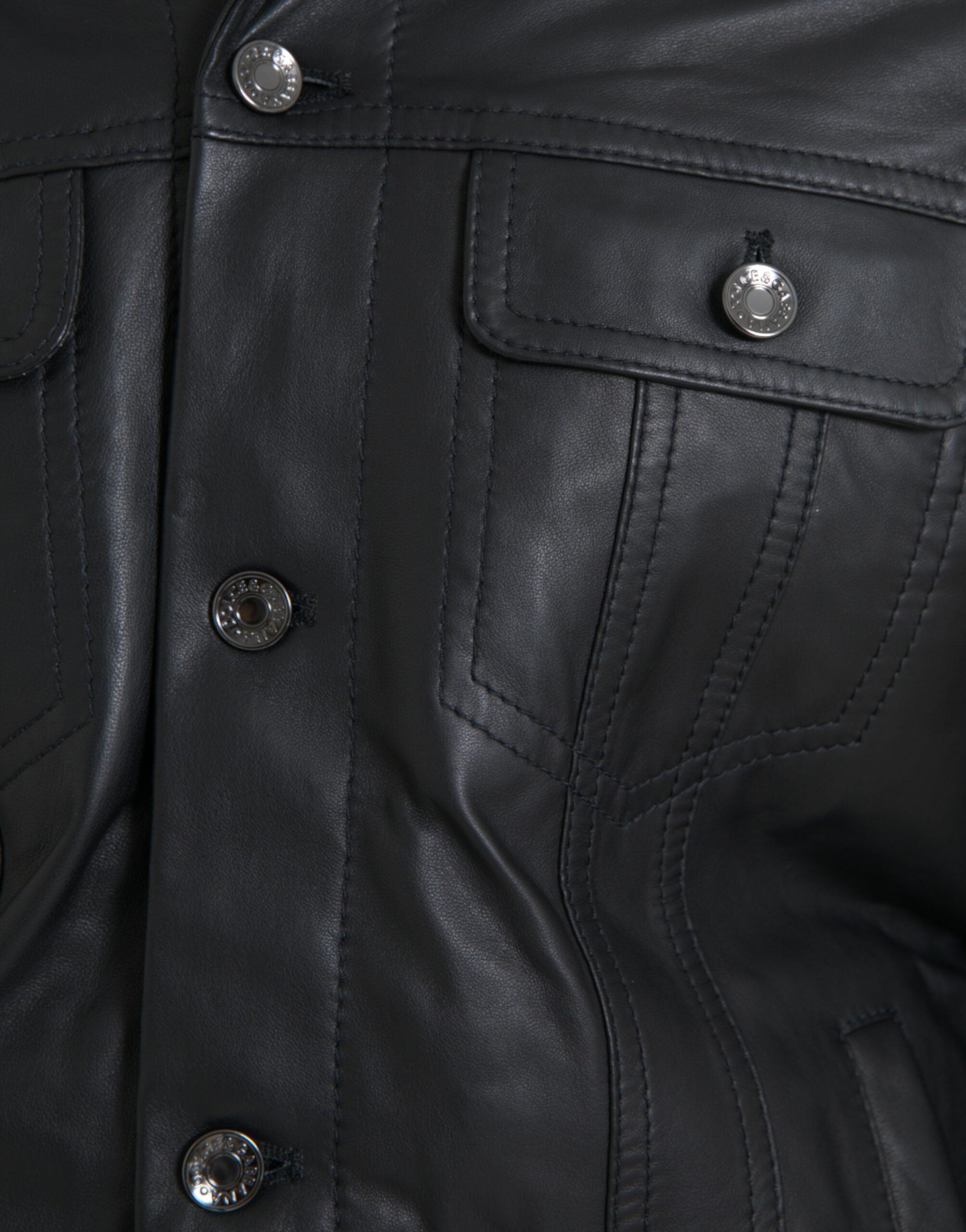 Dolce & Gabbana Schwarzes Leder Pelzkragen Bikermantel Jacke