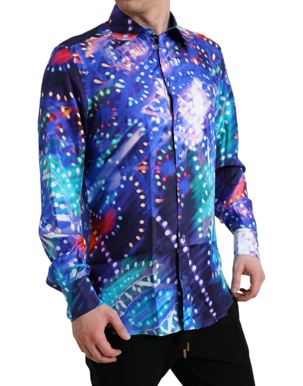 Dolce & Gabbana Purple Luminarie Silk Martini Shirt