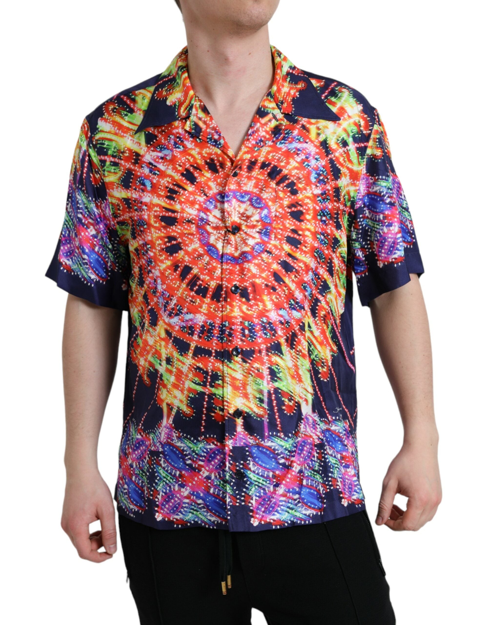 Dolce & Gabbana Multicolor Luminarie Seide Freizeithemd