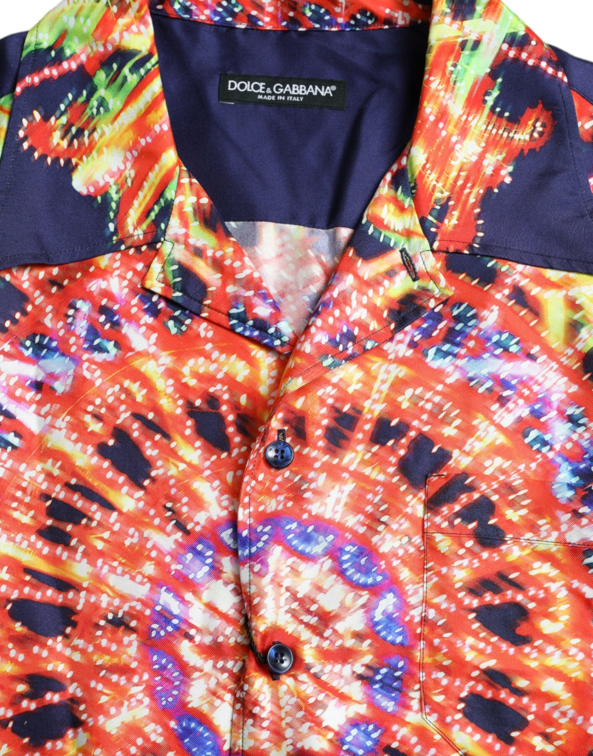 Dolce & Gabbana Multicolor Luminarie Seide Freizeithemd