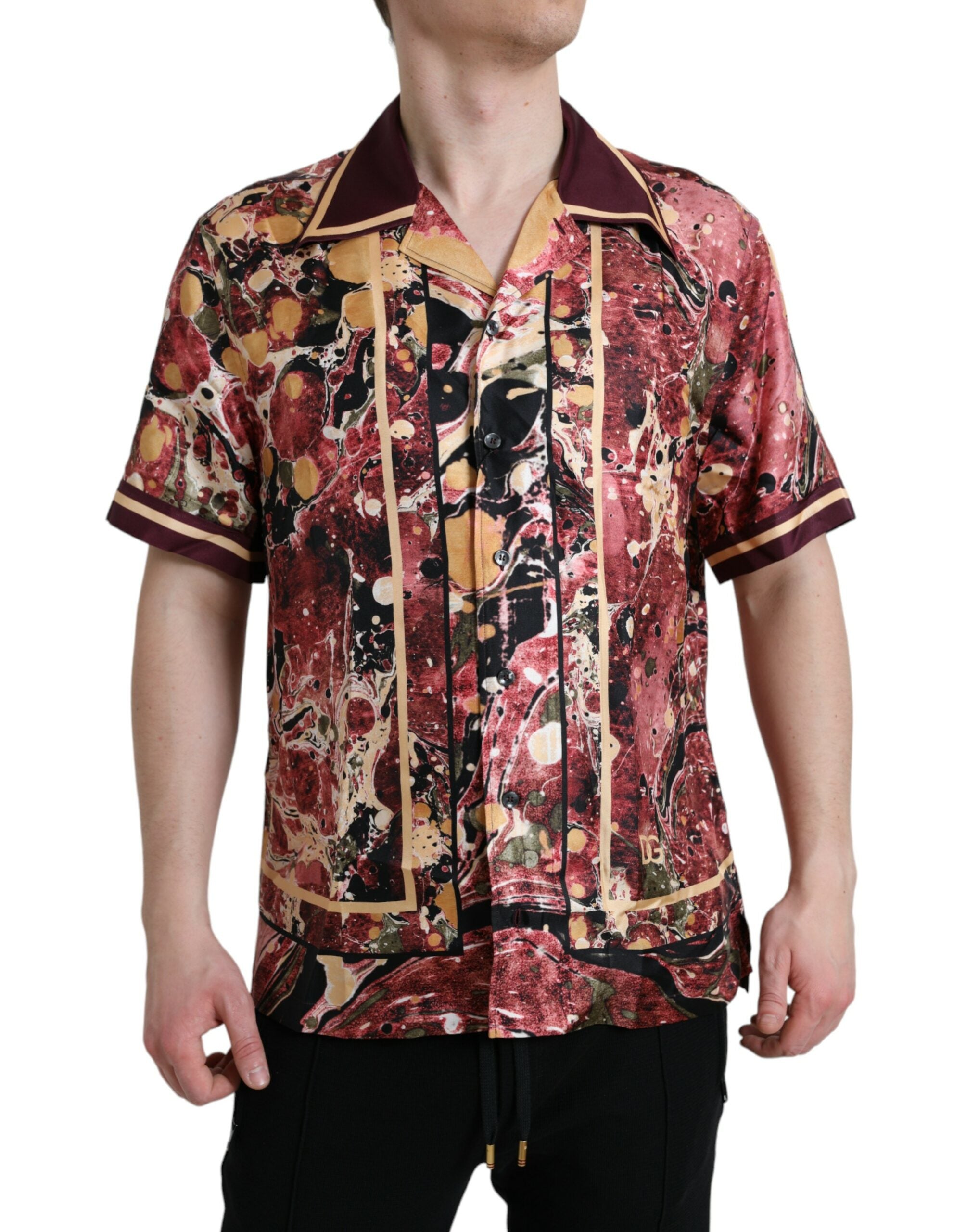 Dolce & Gabbana Multicolor Button-Down Silk Shirt