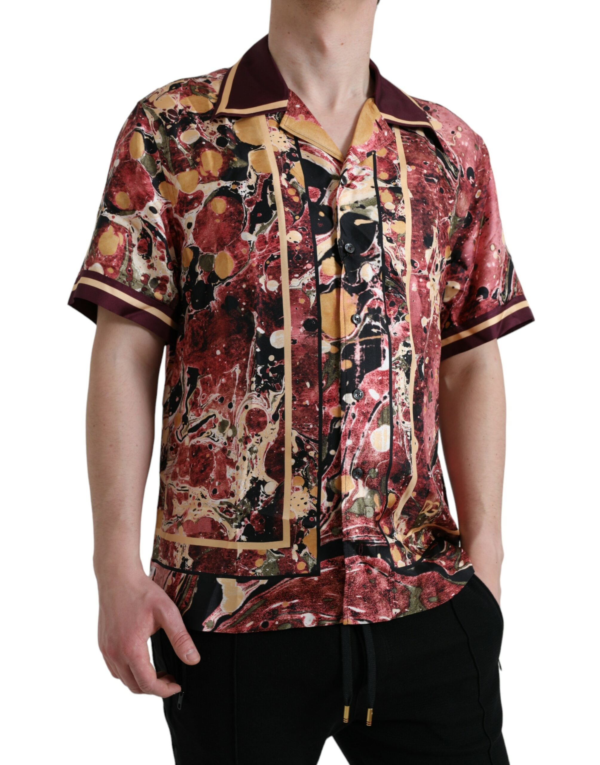 Dolce & Gabbana Multicolor Button-Down Silk Shirt