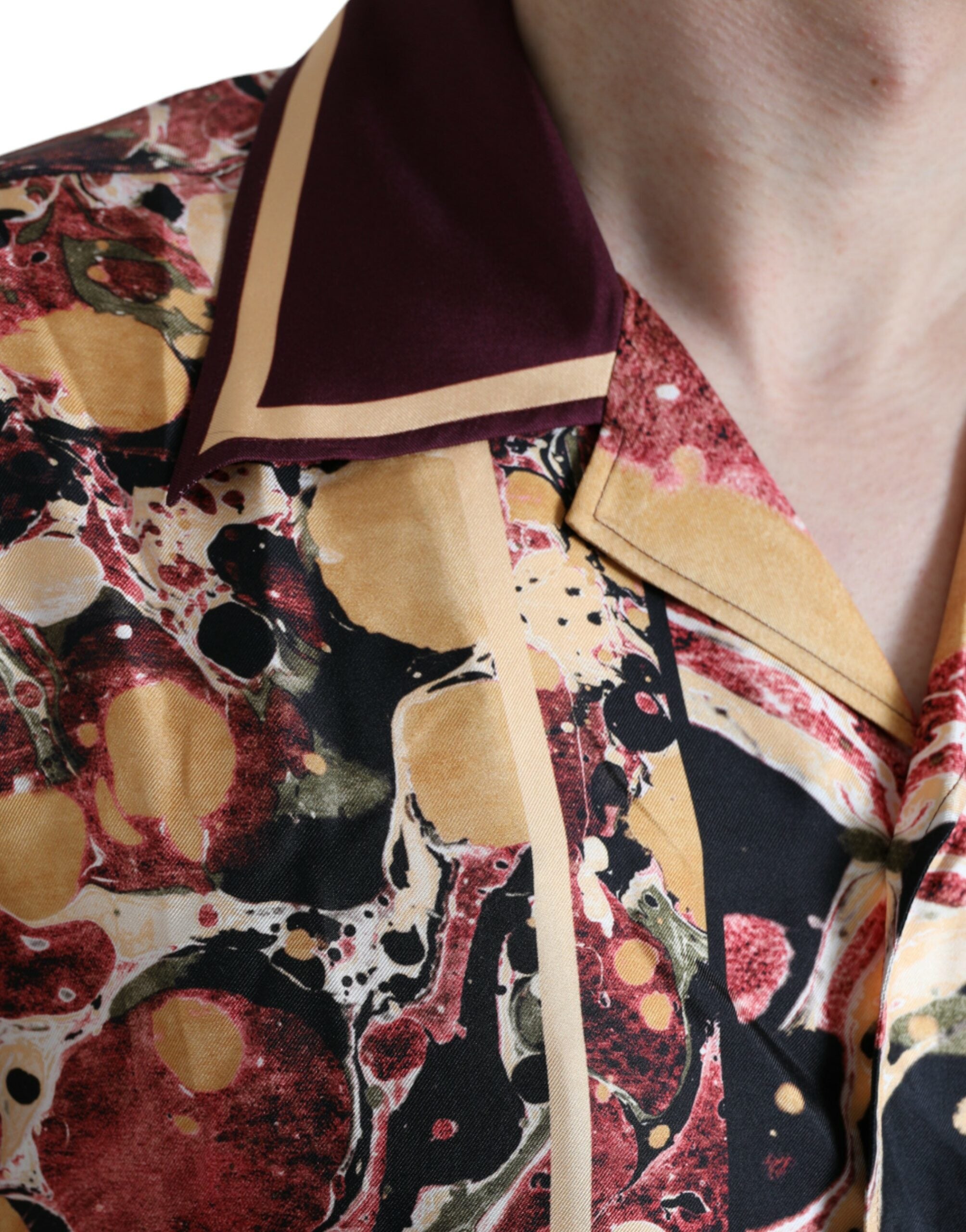 Dolce & Gabbana Multicolor Button-Down Silk Shirt