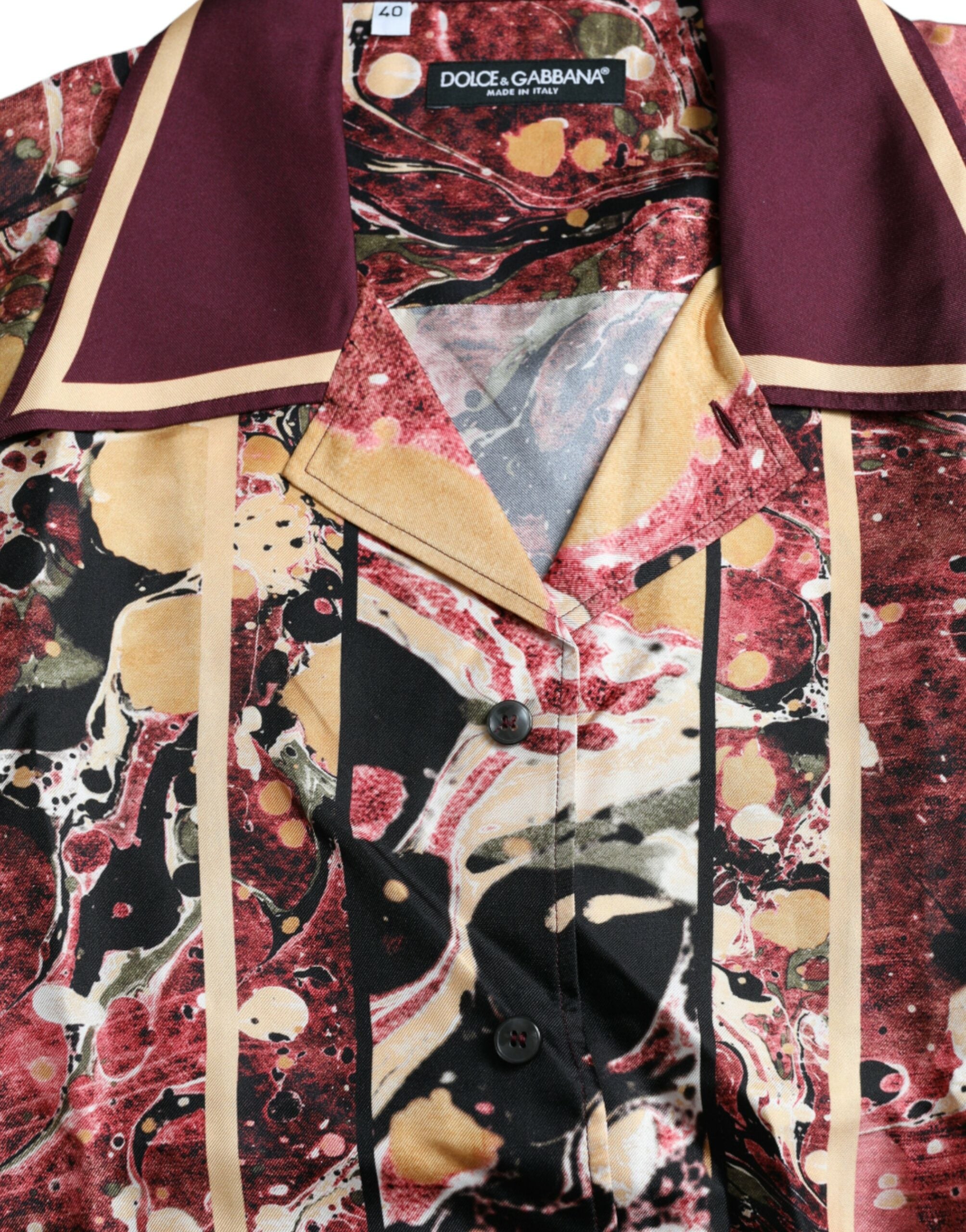 Dolce & Gabbana Multicolor Button-Down Silk Shirt