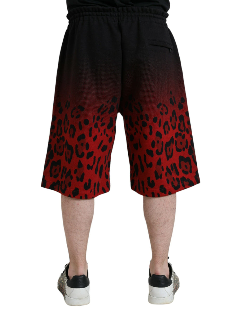 Dolce & Gabbana Red Cotton Leopard Print Bermuda Shorts