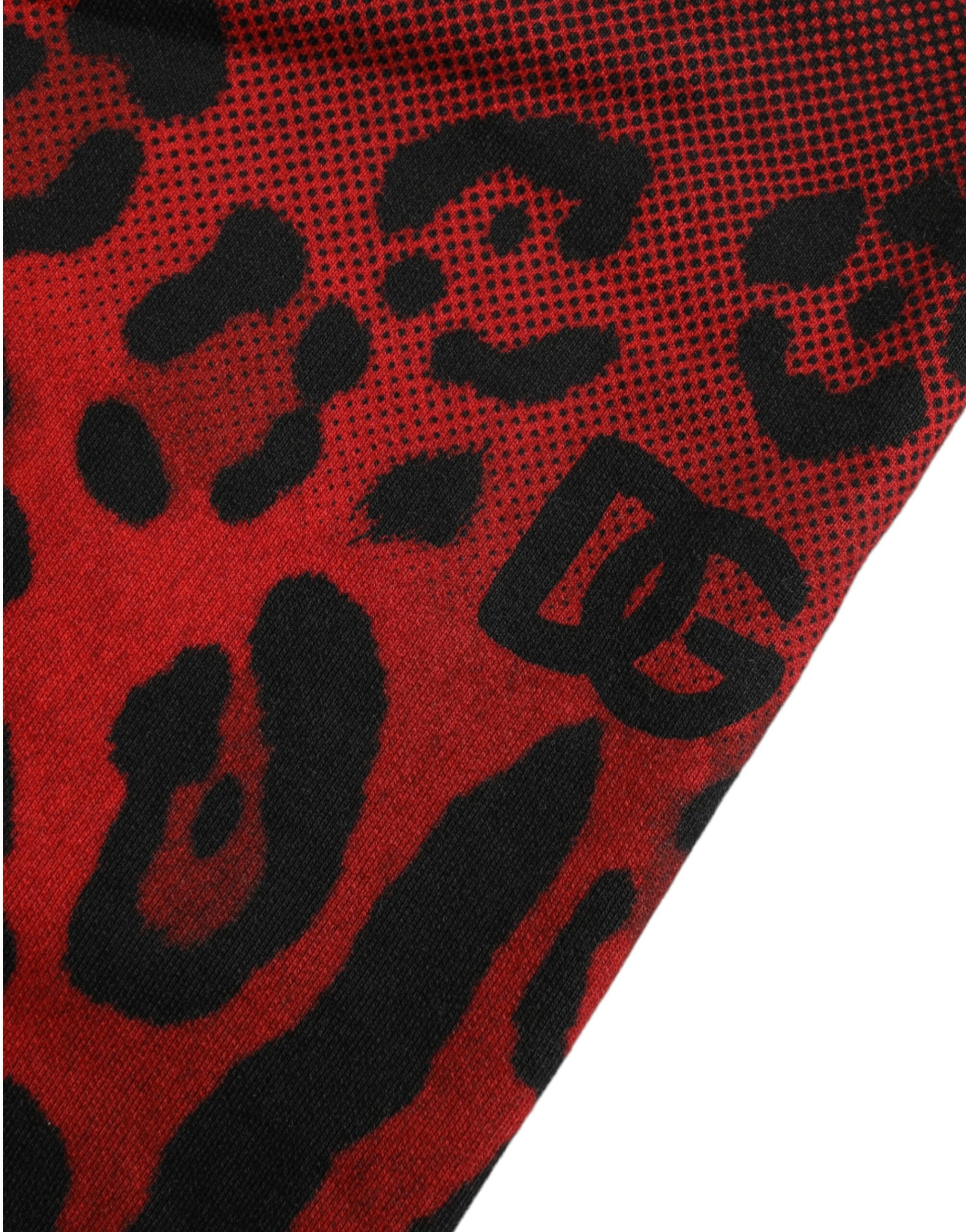 Dolce & Gabbana Red Cotton Leopard Print Bermuda Shorts
