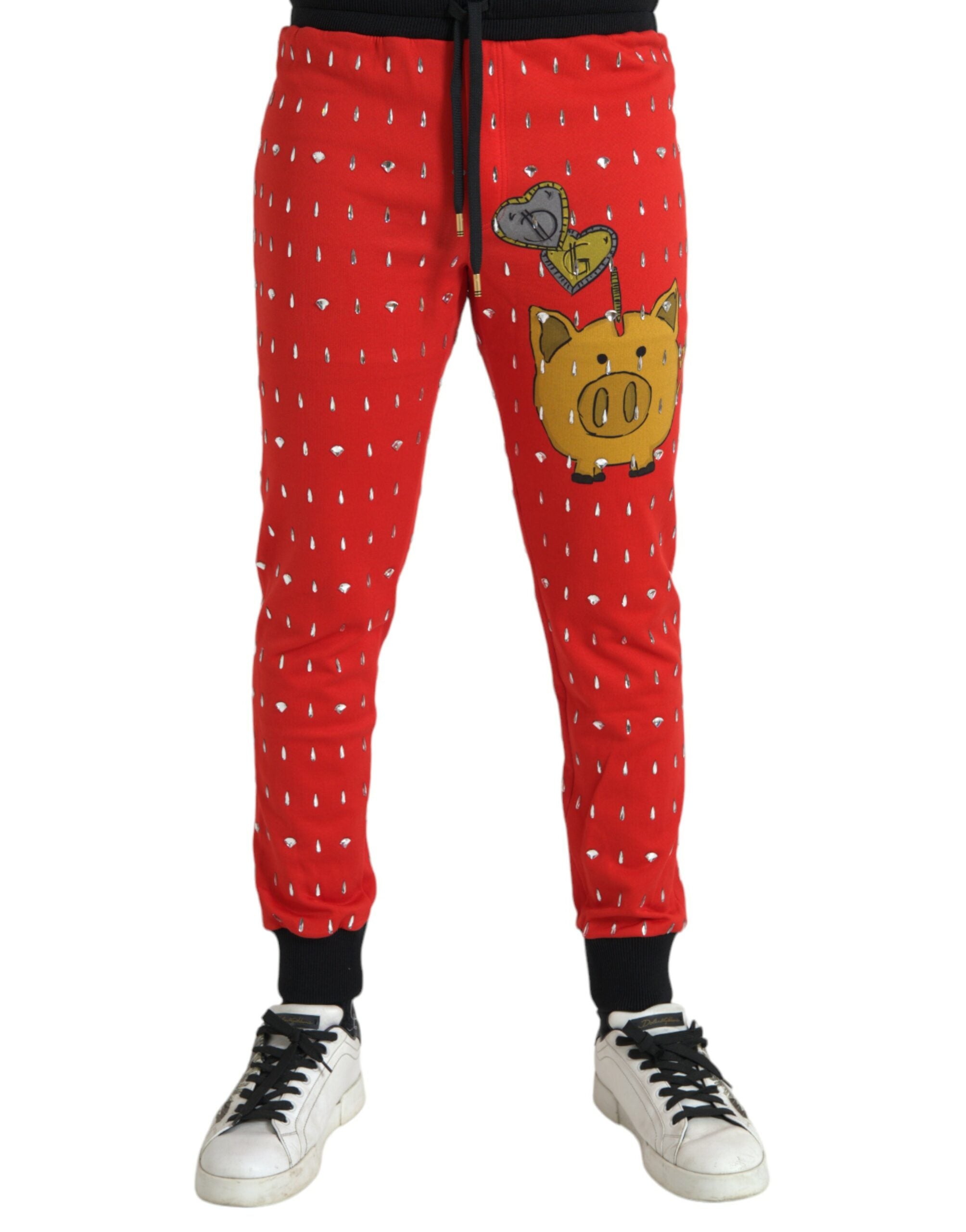 Dolce & Gabbana Red Year of the Pig Jogger Sweatpants