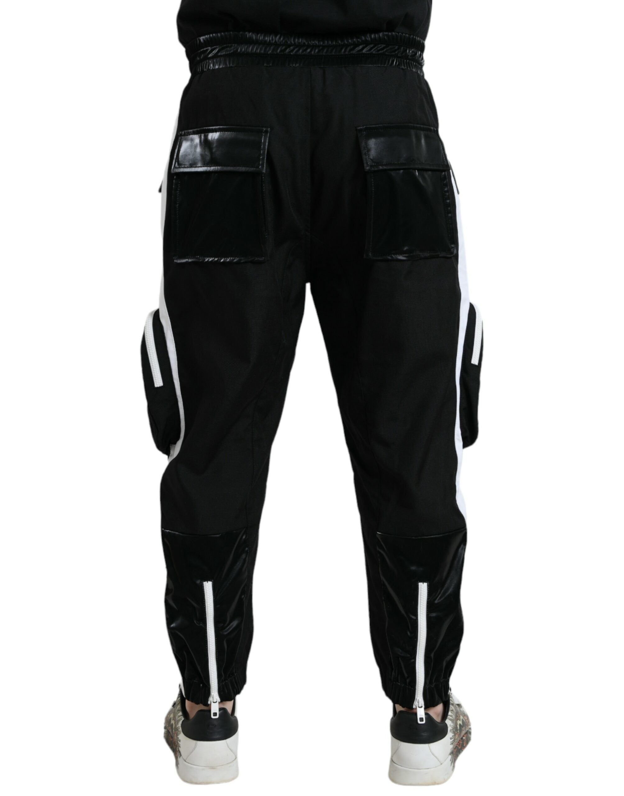 Dolce & Gabbana Schwarze Nylon Cargo Jogger Männer Sweatpants Hosen