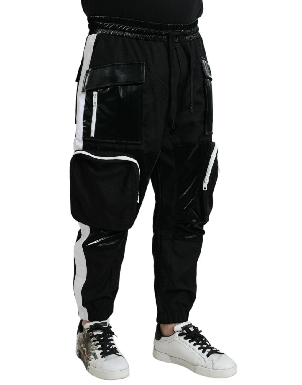 Dolce & Gabbana Schwarze Nylon Cargo Jogger Männer Sweatpants Hosen