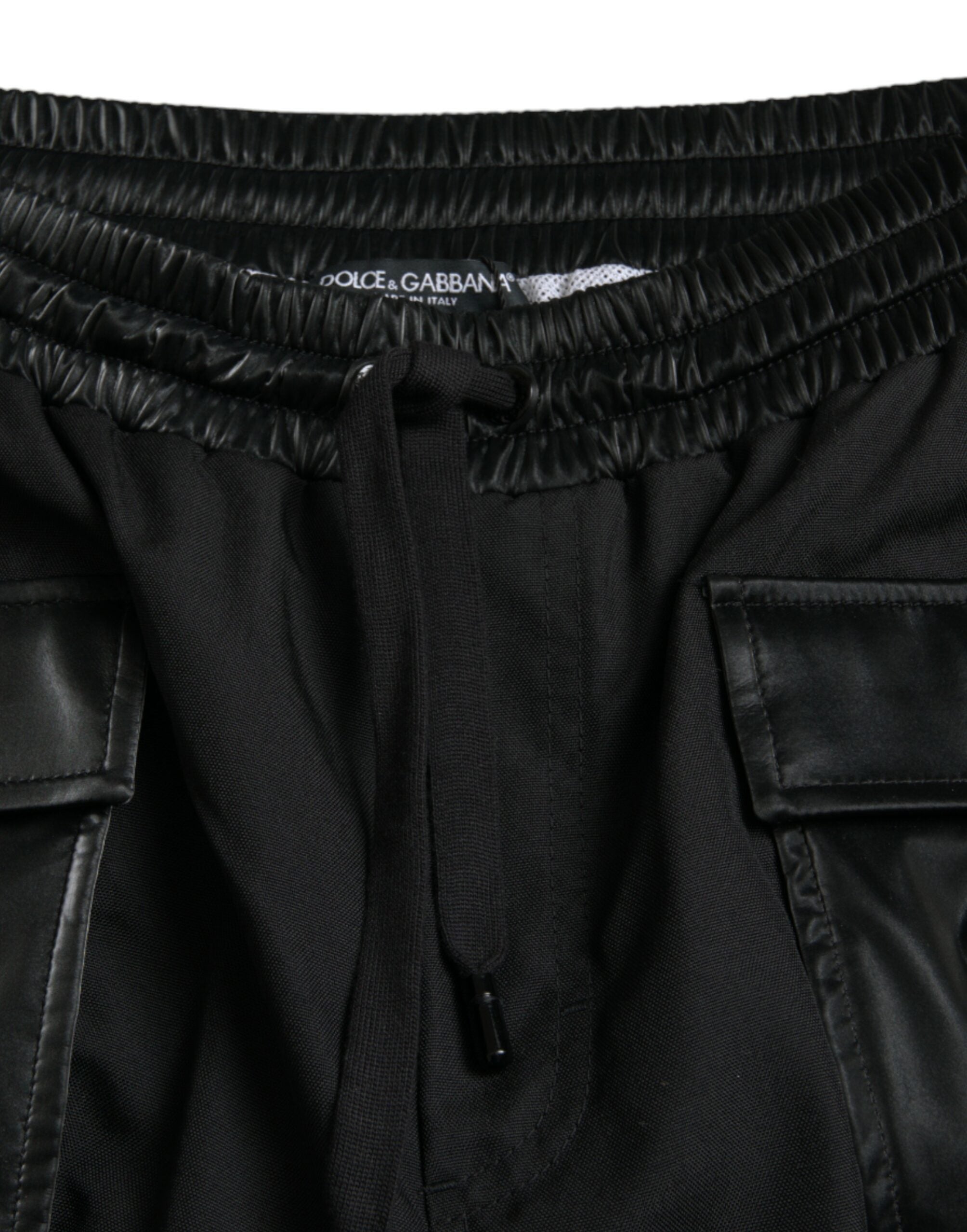 Dolce & Gabbana Schwarze Nylon Cargo Jogger Männer Sweatpants Hosen