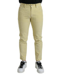 Dolce & Gabbana Yellow Cord Logo Plaque Skinny Denim Jeans
