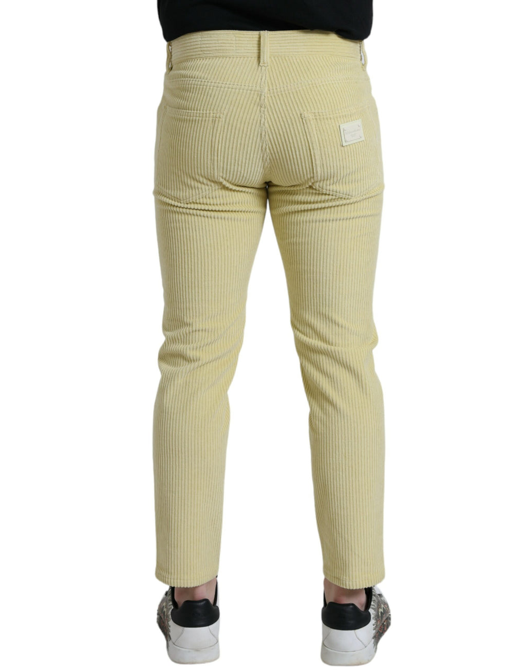 Dolce & Gabbana Yellow Cord Logo Plaque Skinny Denim Jeans