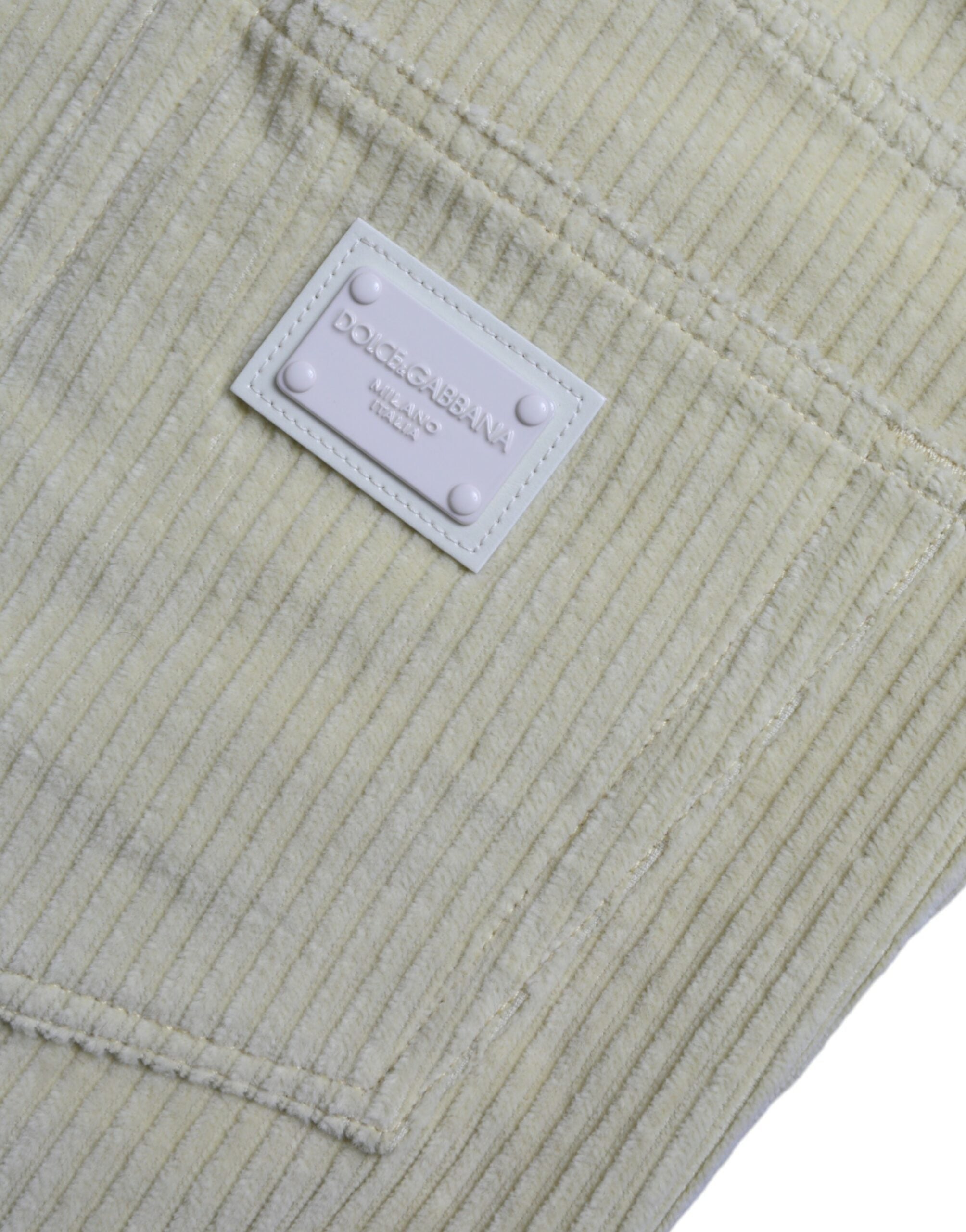 Dolce & Gabbana Yellow Cord Logo Plaque Skinny Denim Jeans
