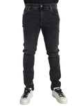 Dolce & Gabbana Grey Cotton-Stretch Logo Skinny Denim Jeans