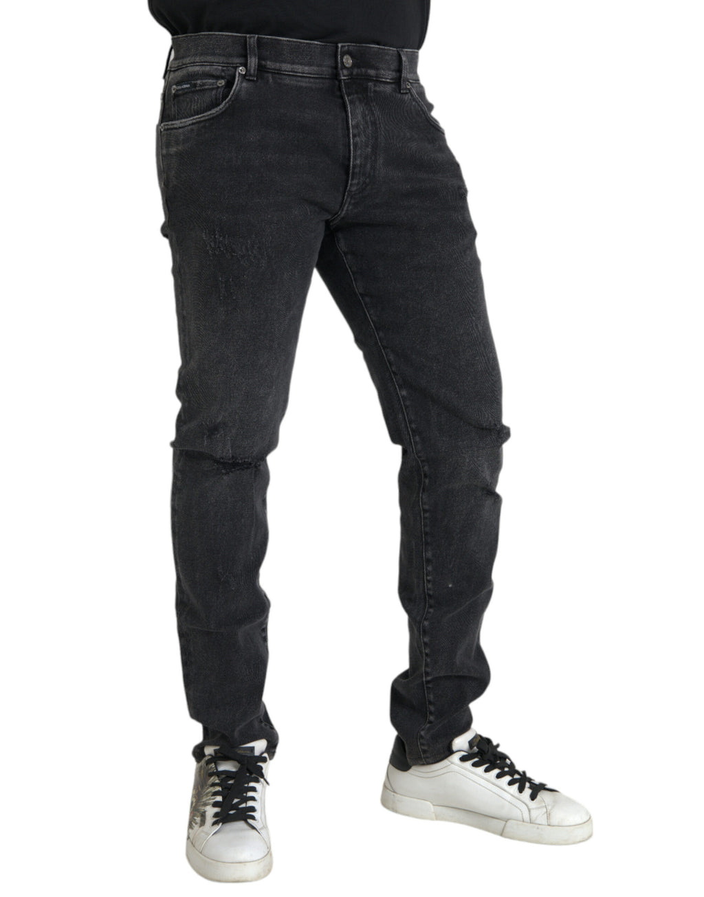 Dolce & Gabbana Grey Cotton-Stretch Logo Skinny Denim Jeans