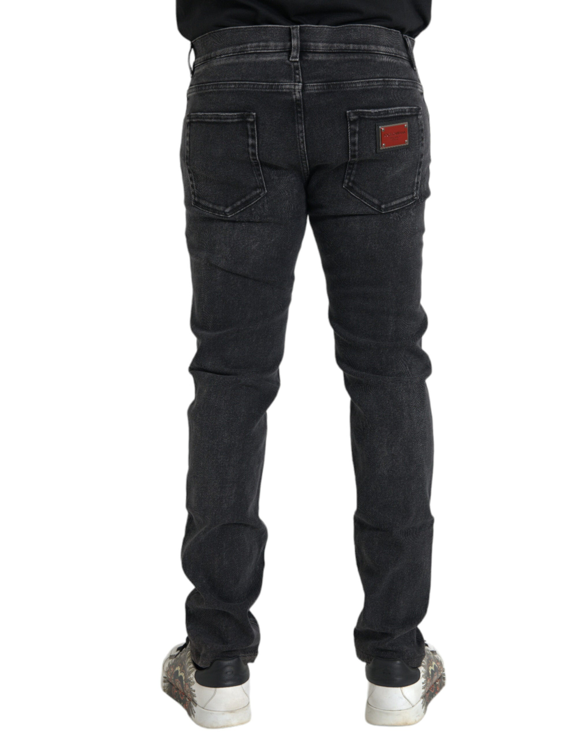 Dolce & Gabbana Grey Cotton-Stretch Logo Skinny Denim Jeans