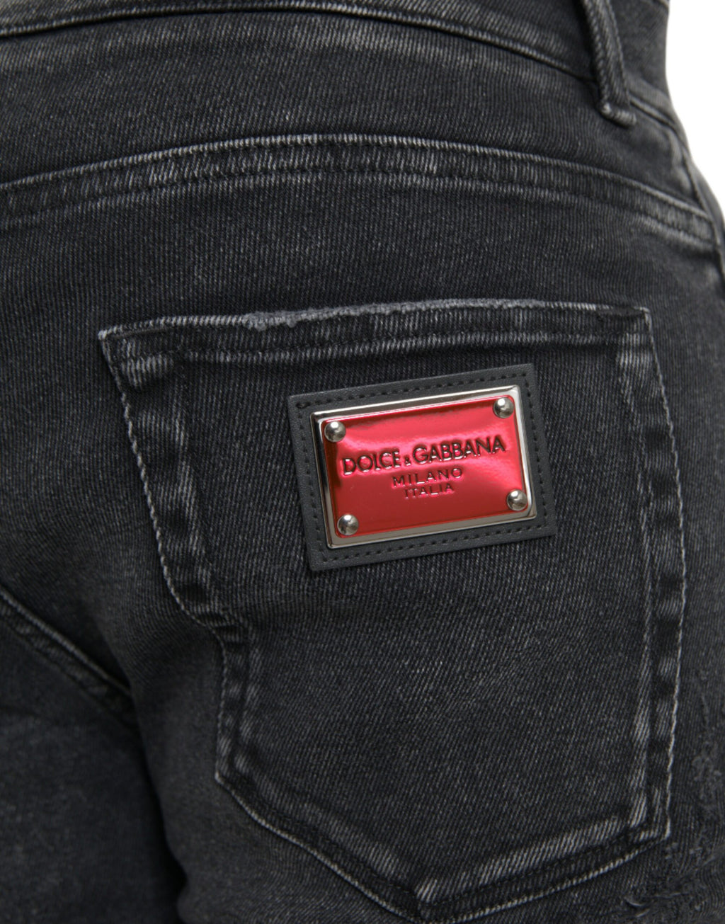 Dolce & Gabbana Grey Cotton-Stretch Logo Skinny Denim Jeans