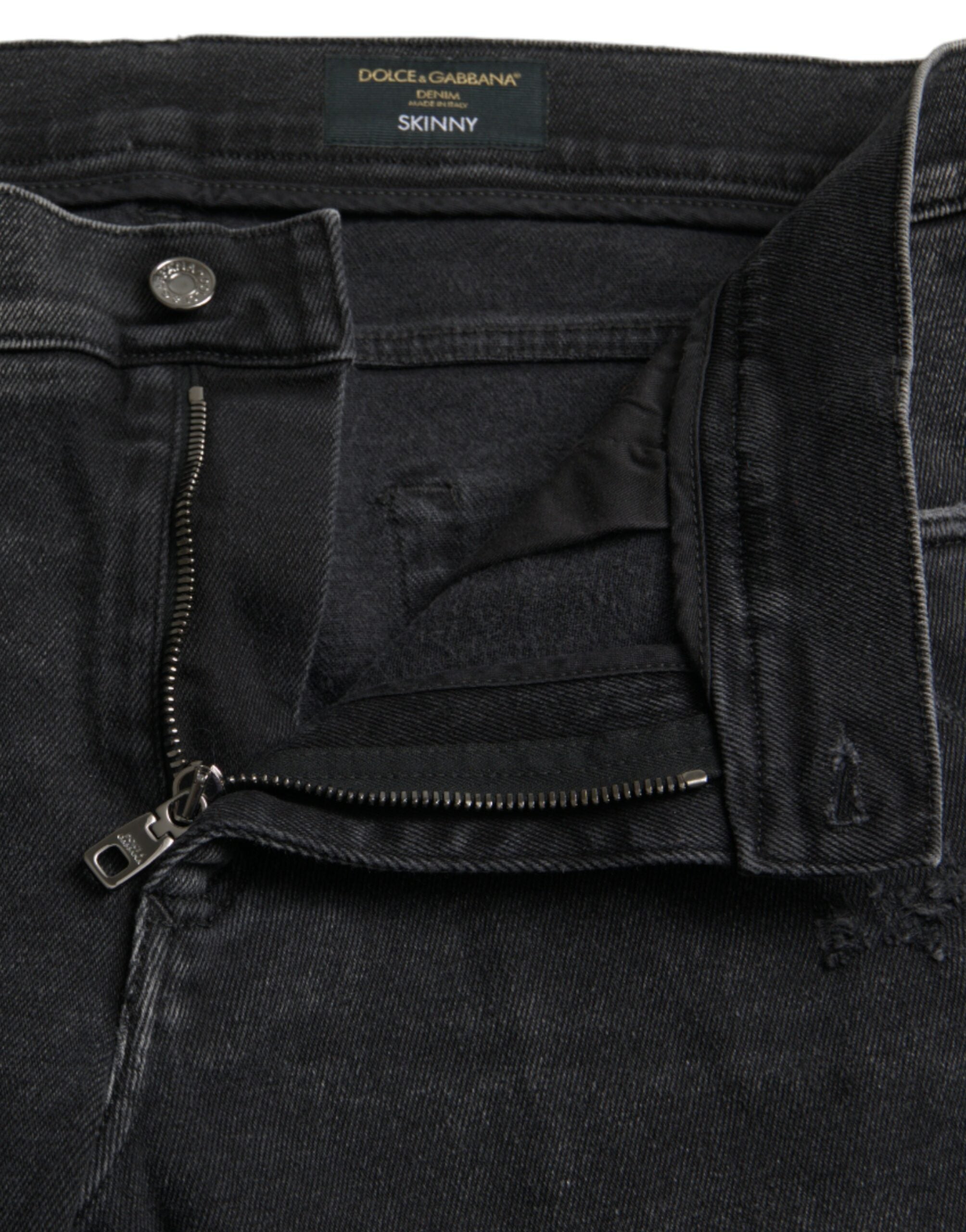 Dolce & Gabbana Grey Cotton-Stretch Logo Skinny Denim Jeans