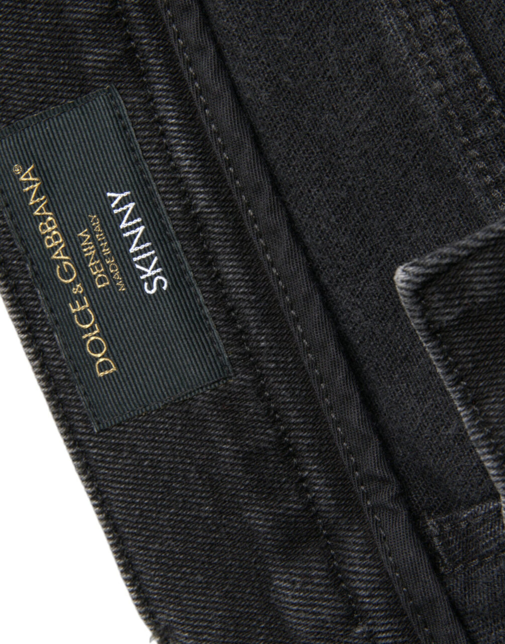 Dolce & Gabbana Grey Cotton-Stretch Logo Skinny Denim Jeans