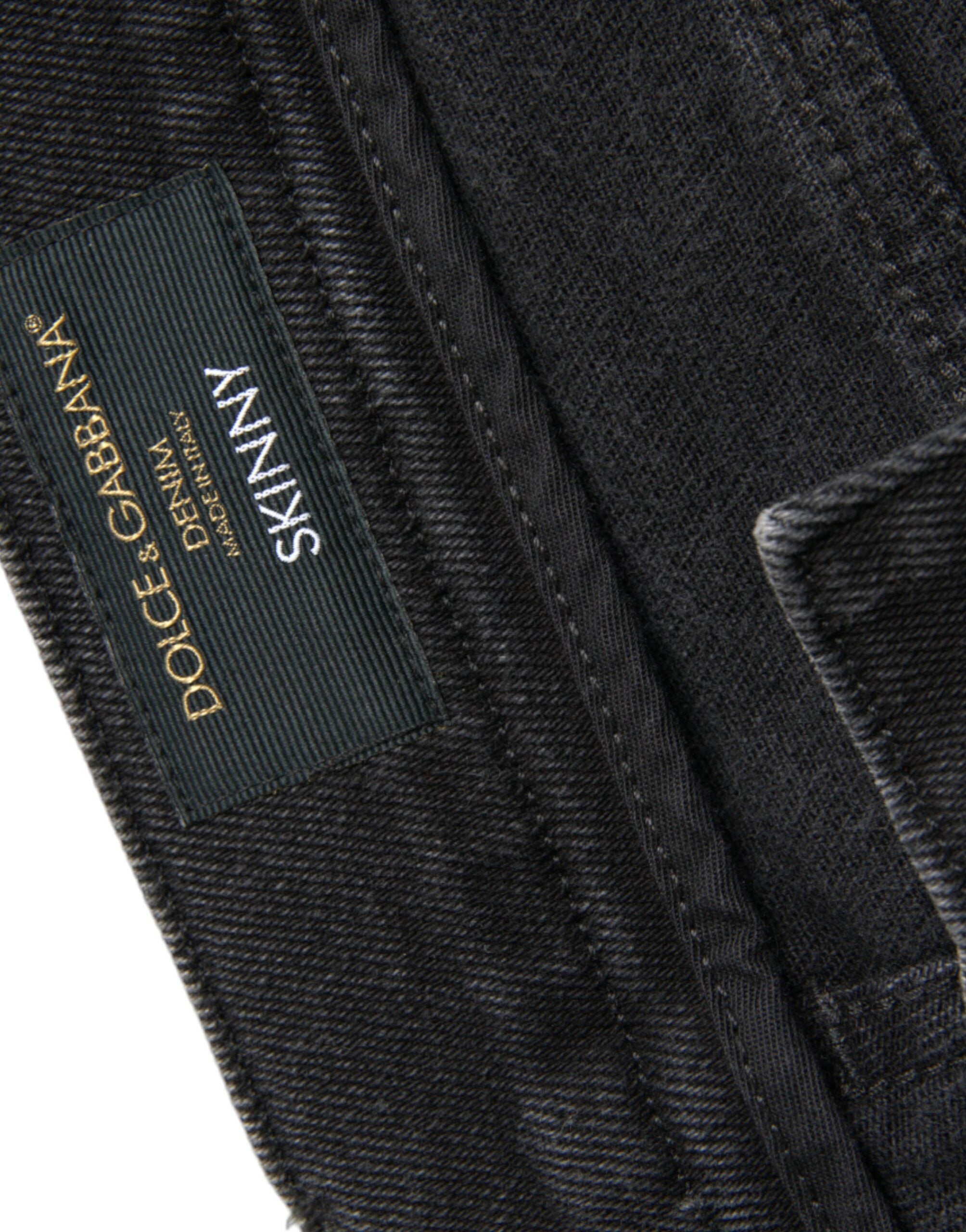 Dolce & Gabbana Grey Cotton-Stretch Logo Skinny Denim Jeans