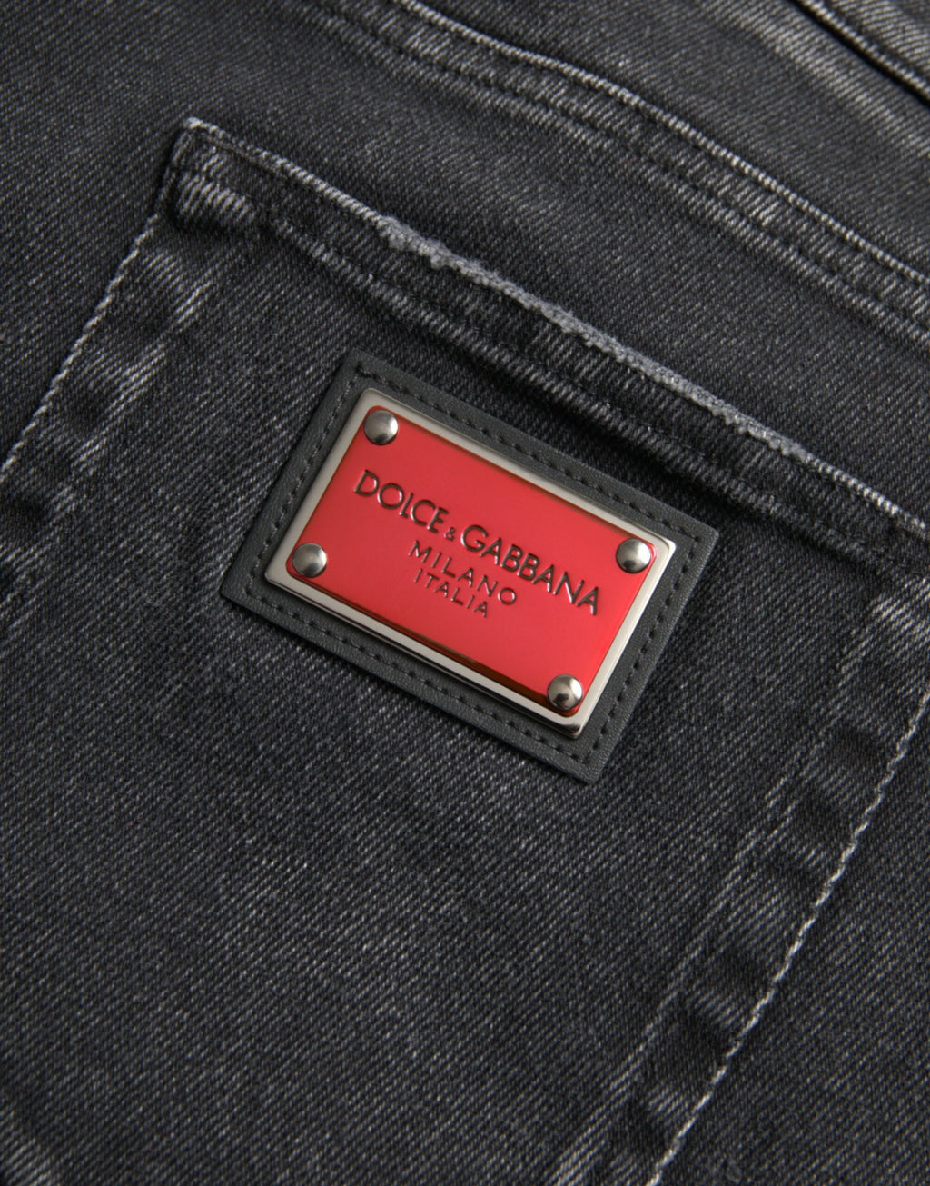 Dolce & Gabbana Grey Cotton-Stretch Logo Skinny Denim Jeans