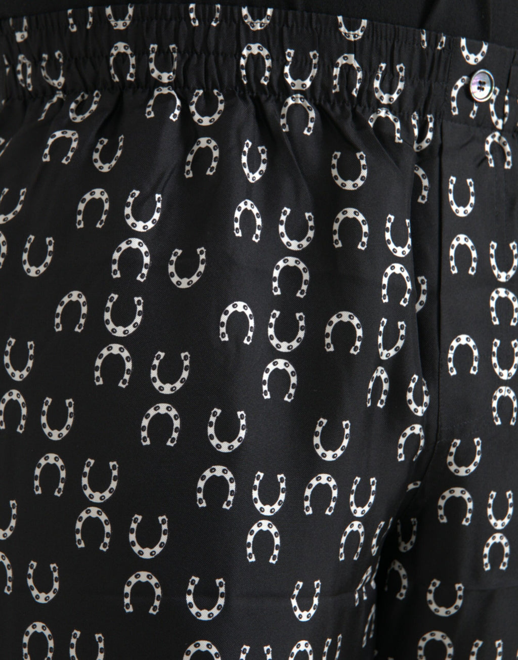 Dolce & Gabbana Schwarze Seidenhose mit Hufeisenmuster