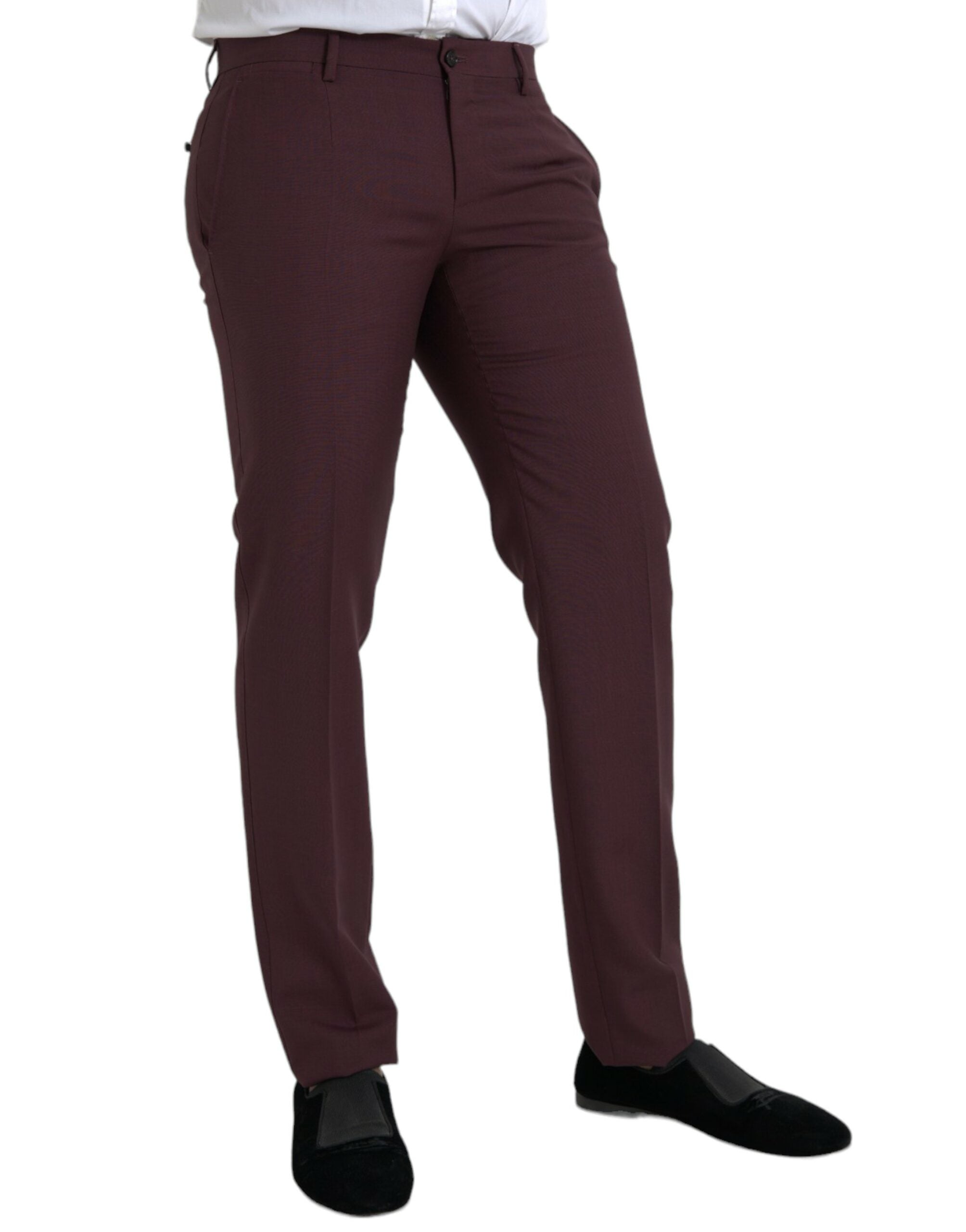 Dolce & Gabbana Chestnut Wool Men's Slim Fit Dress Pants