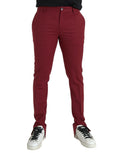Dolce & Gabbana Rote Wolle Männer Slim Fit Dress Hosen